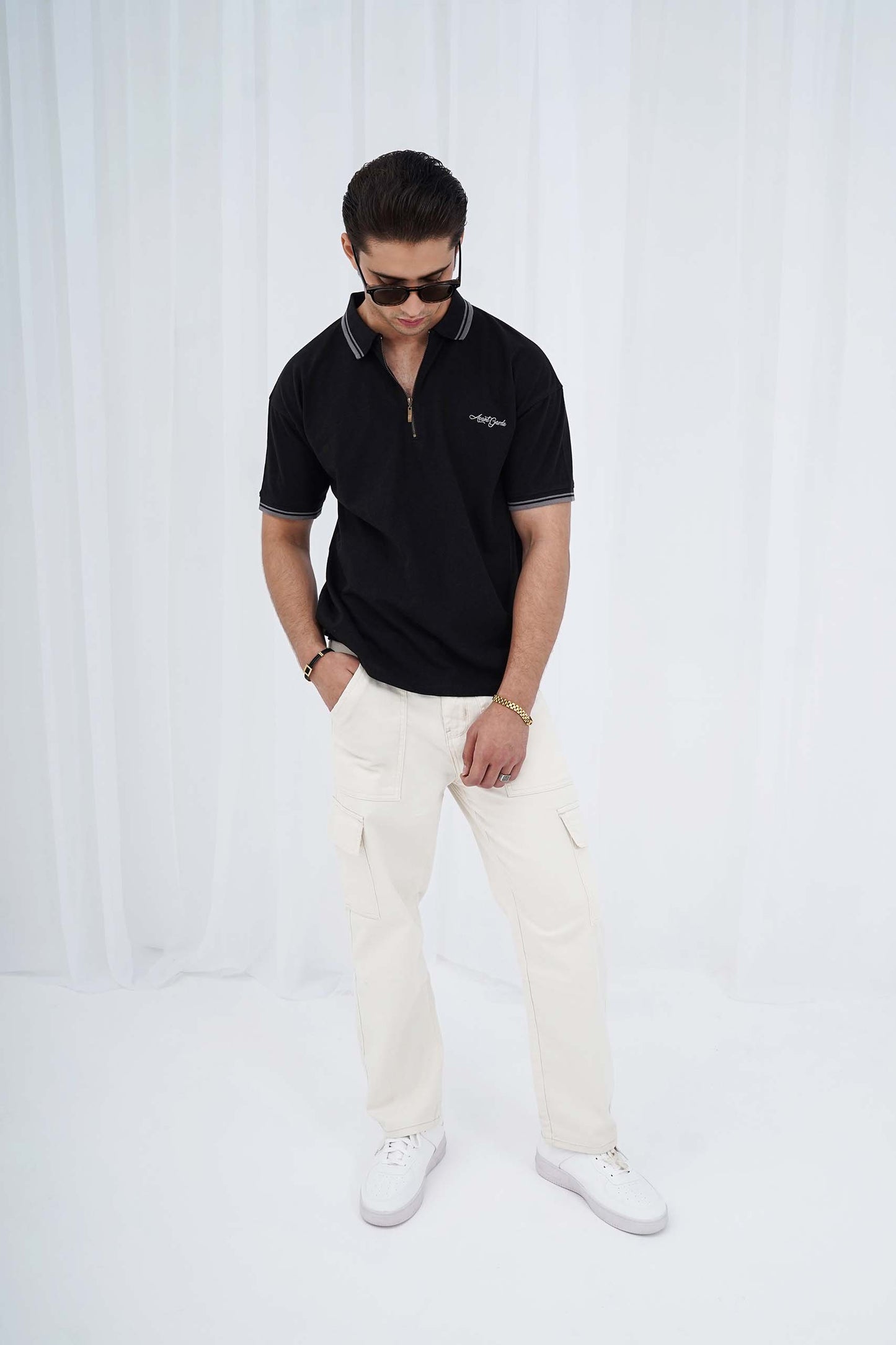 BG Zipper Oversized Polo Shirt