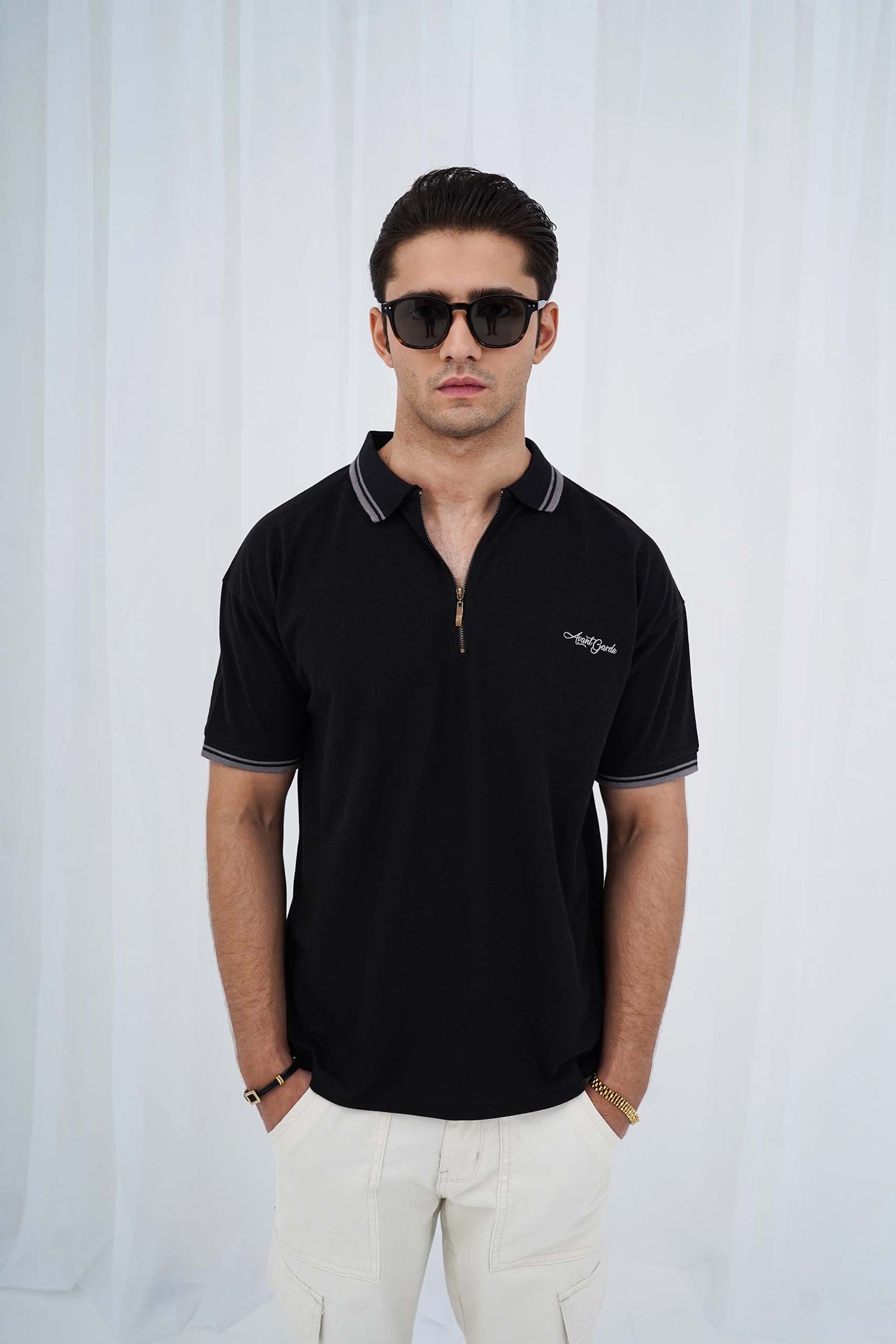 BG Zipper Oversized Polo Shirt