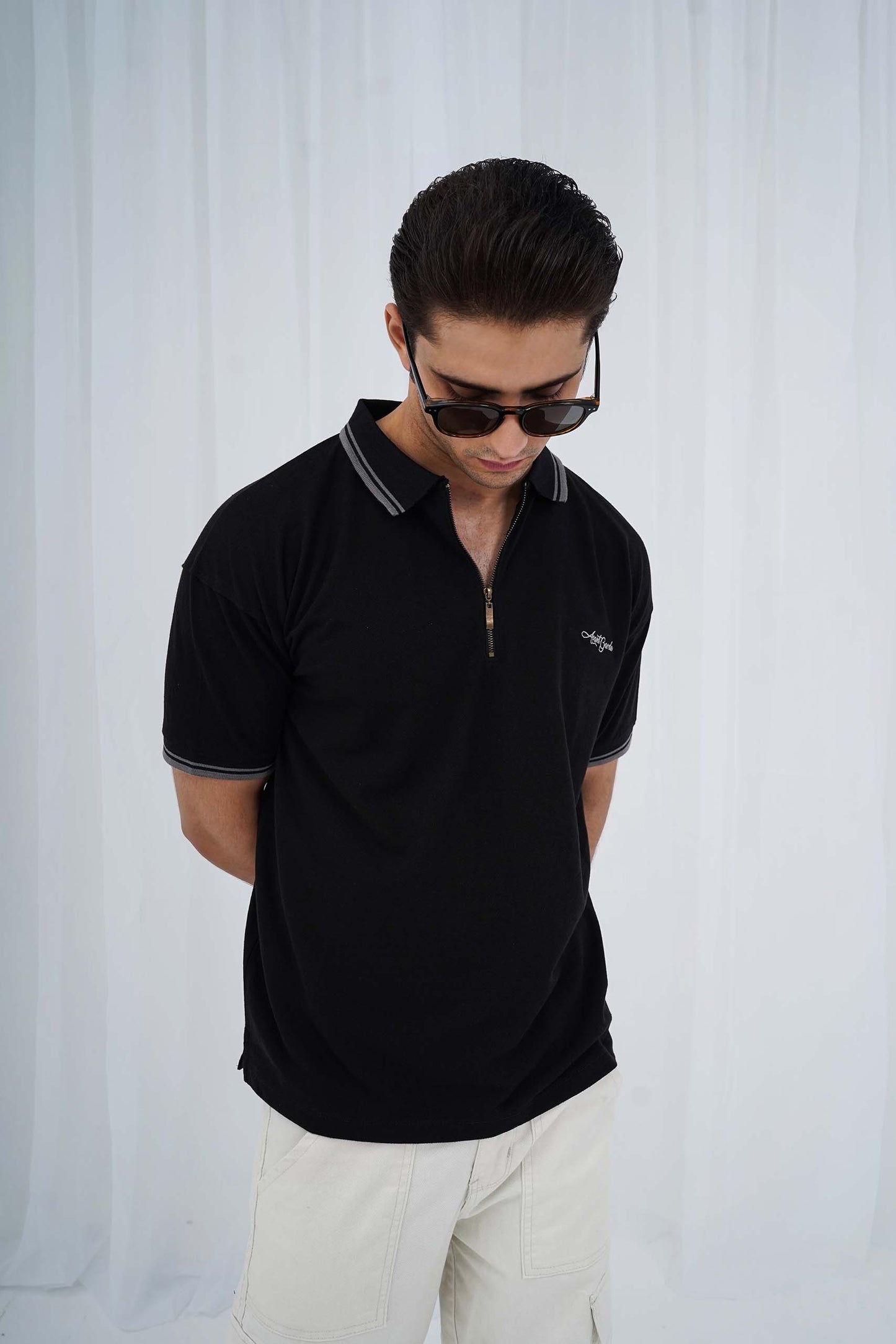 BG Zipper Oversized Polo Shirt