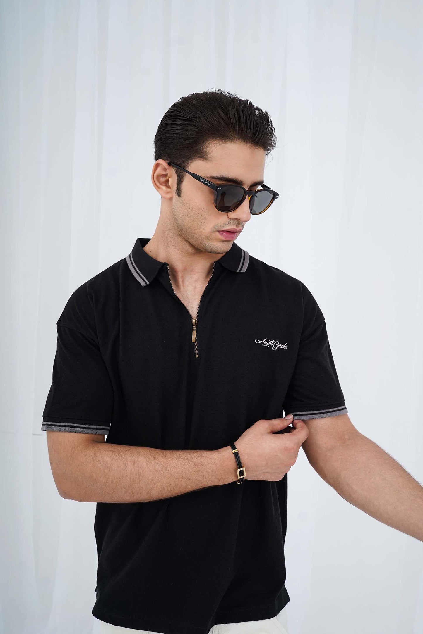 BG Zipper Oversized Polo Shirt