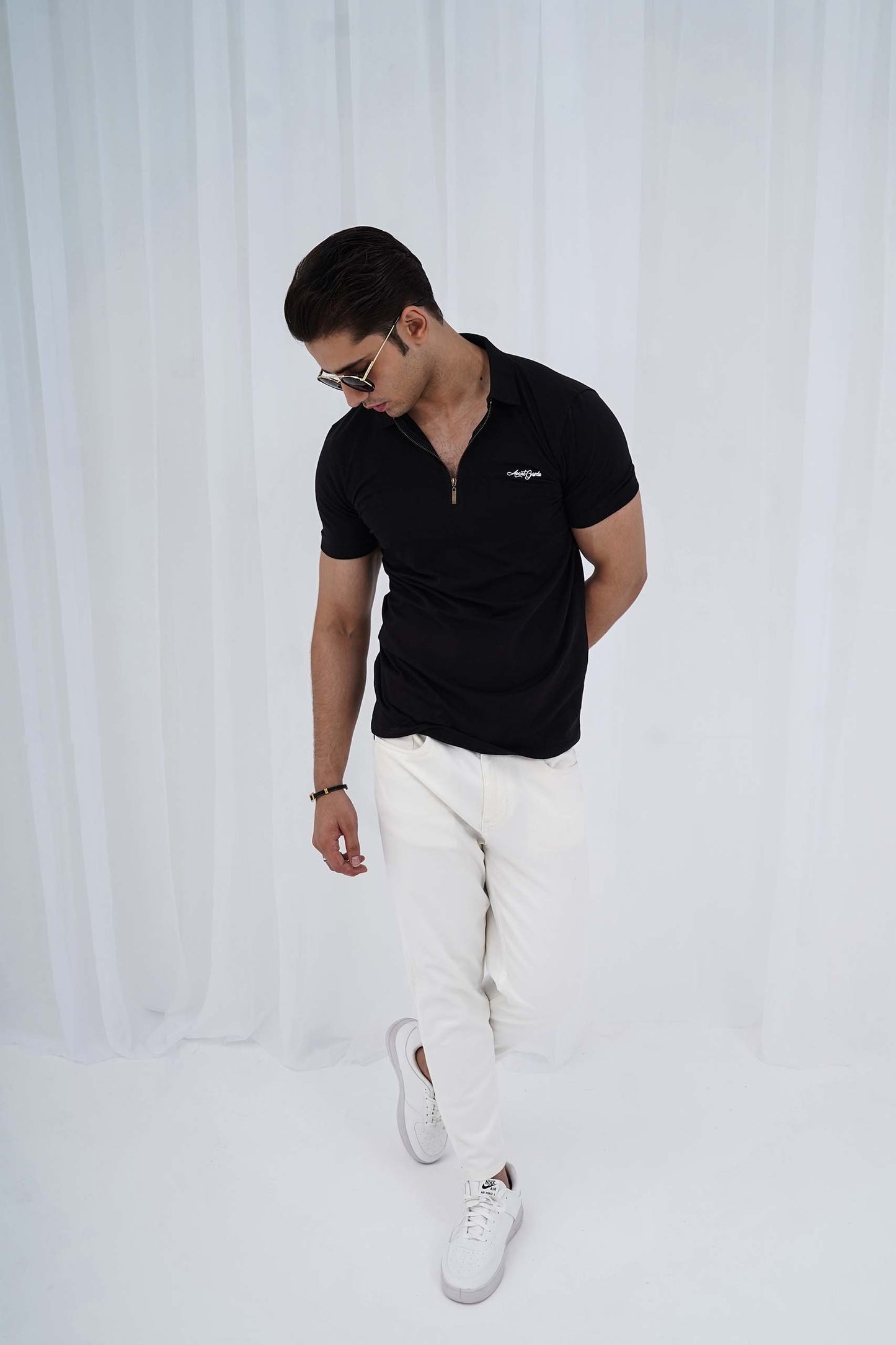 Black Zipper Flex Polo Shirt (PS034)