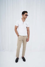 White Zipper Flex Polo Shirt (PS035)