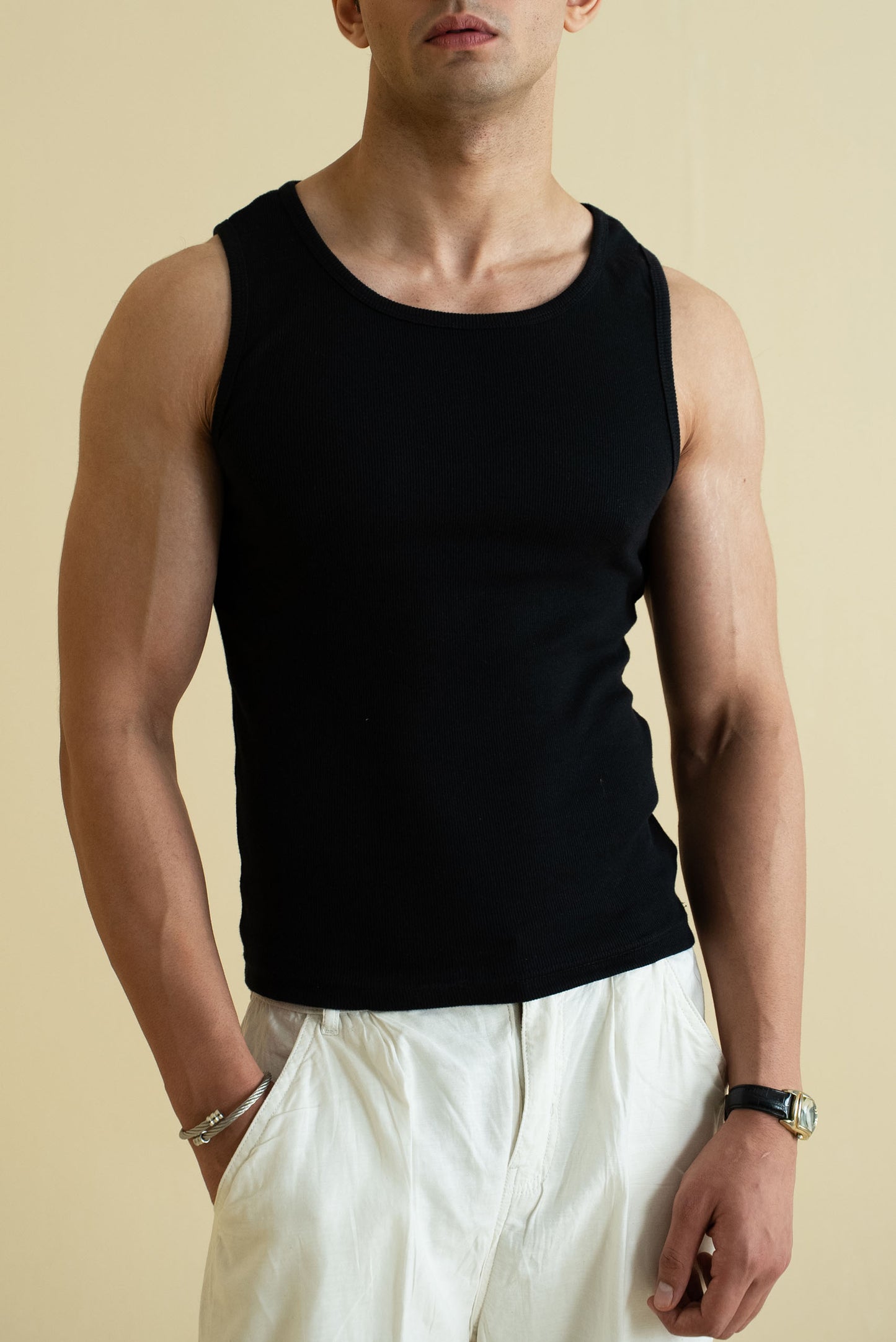 Men's Ribbed Vest - Black
