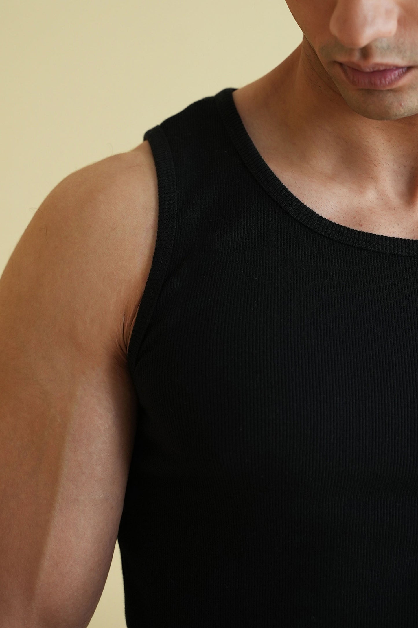 Men's Ribbed Vest - Black