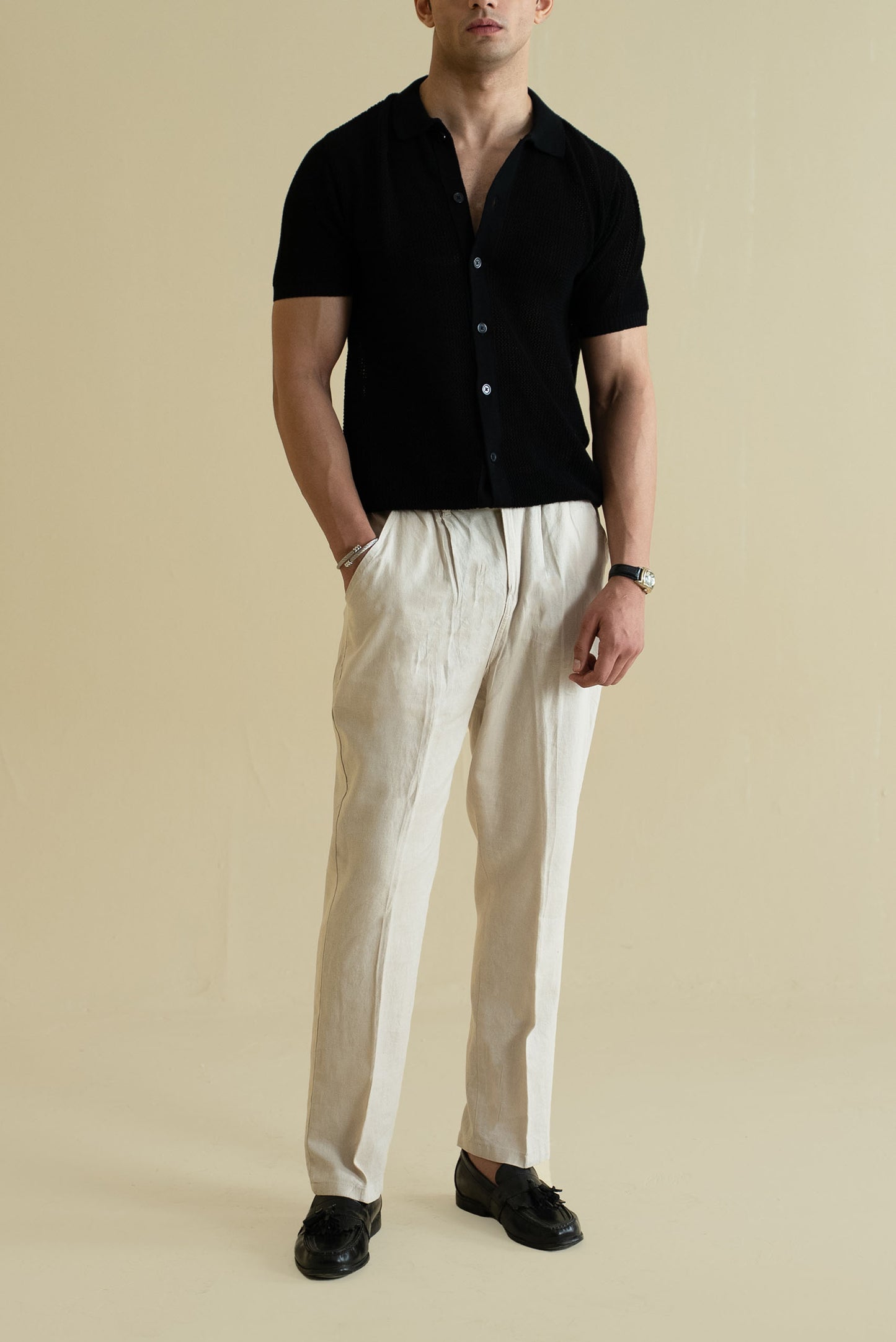 French Beige Linen Pant