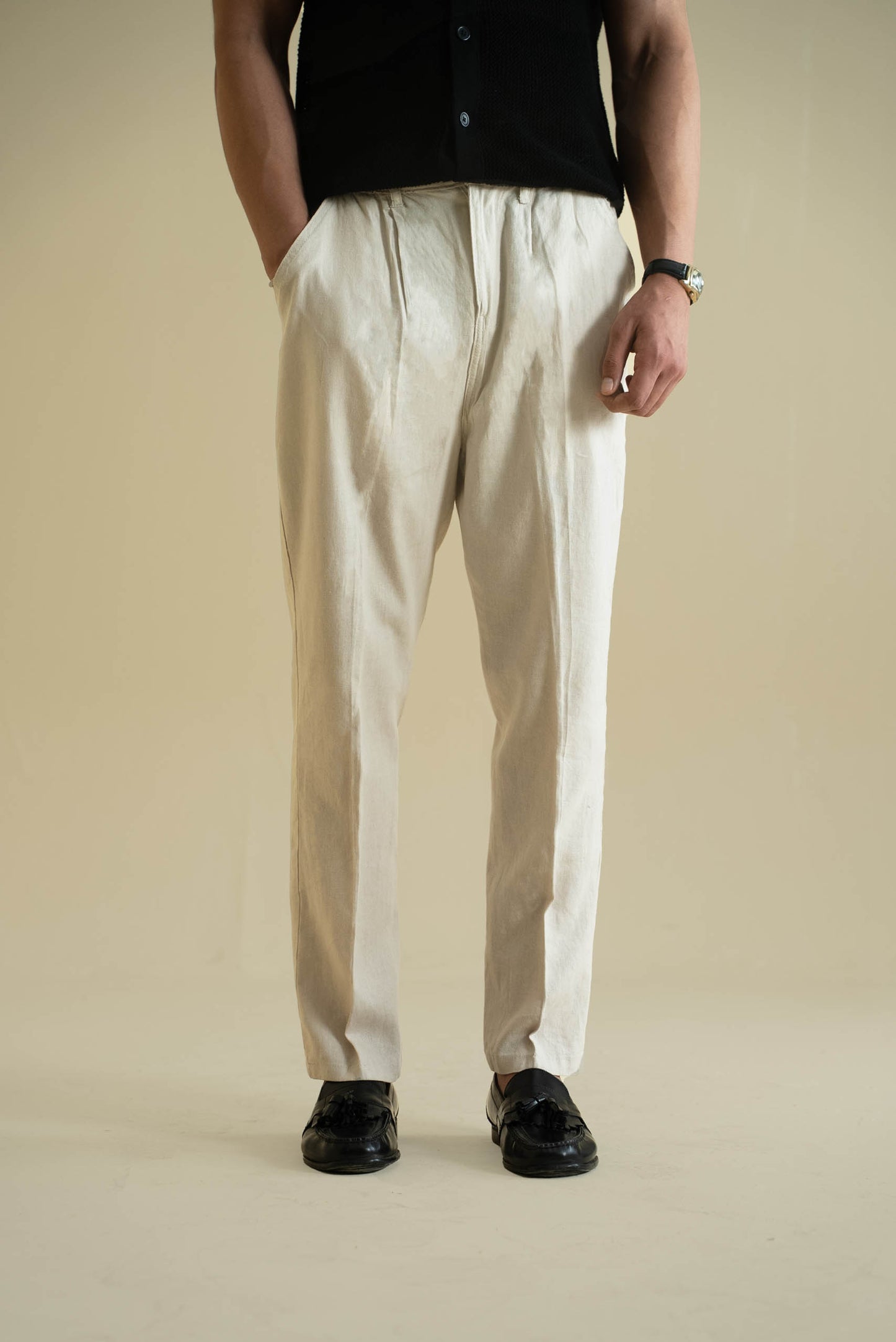 French Beige Linen Pant