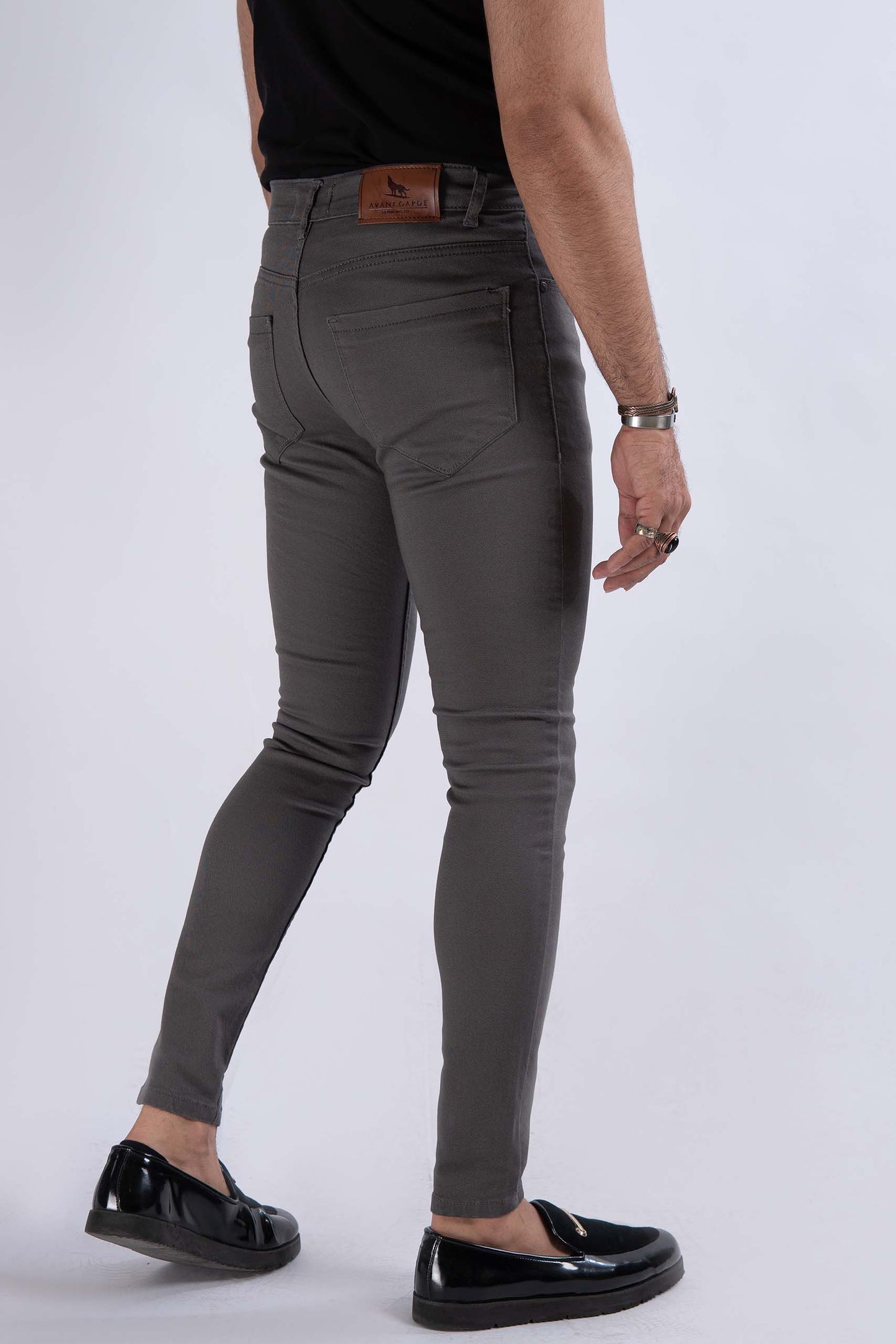 Charcoal Grey Twill Denim Jeans - Muscle Fit