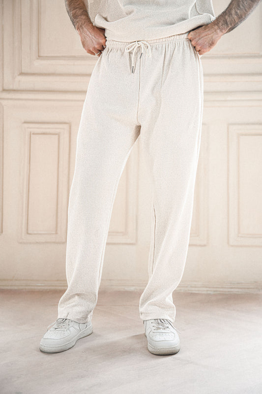 Cream Textured Trouser