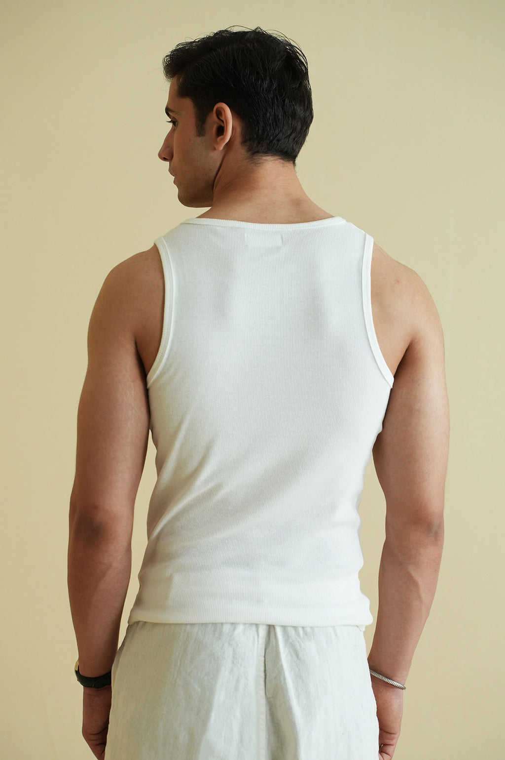 Men's Ribbed Vest - White