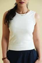 Women's Ribbed Vest - White