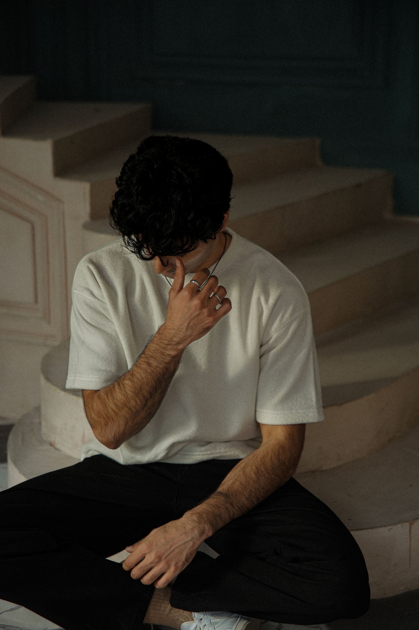 White Textured Oversized  Tee