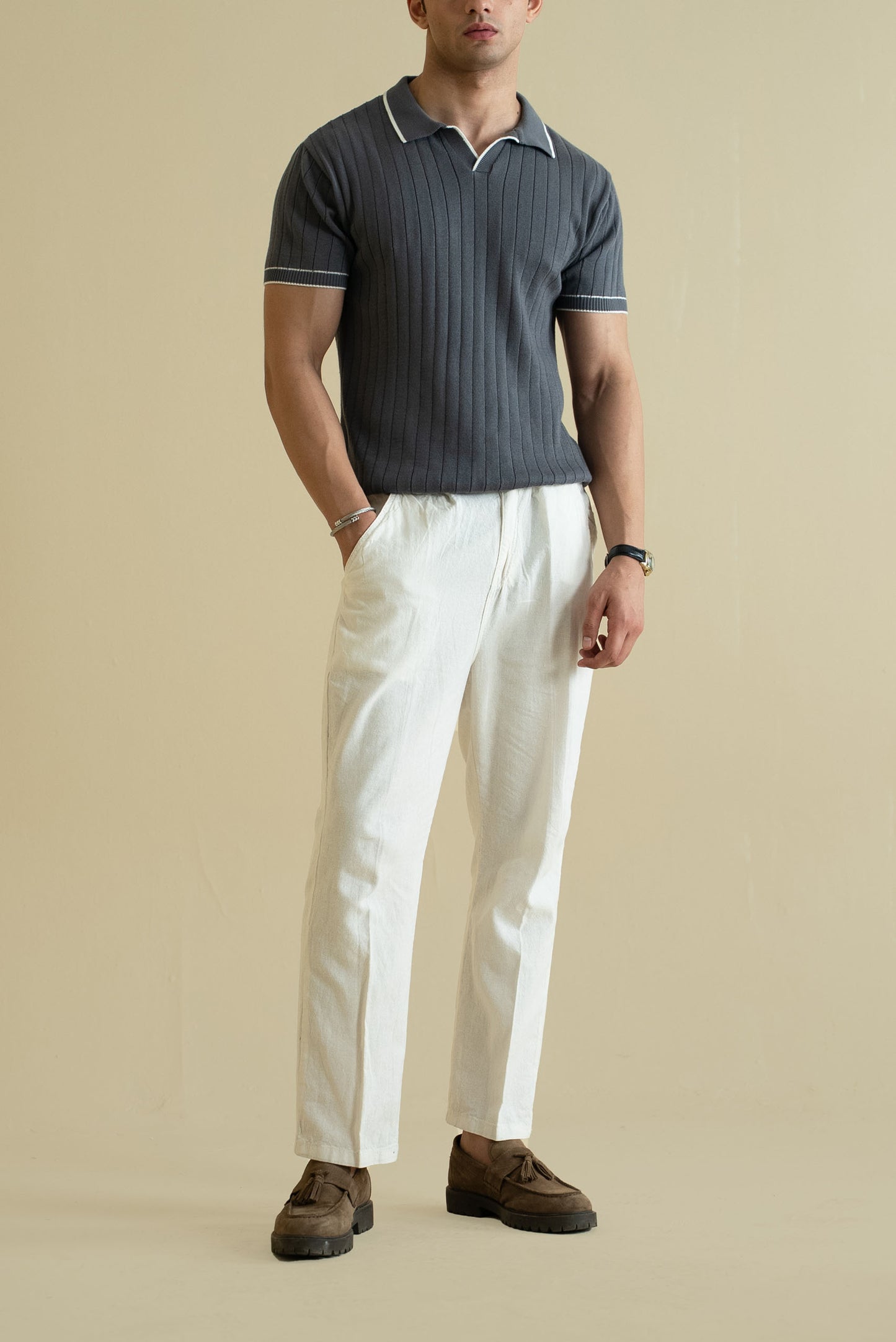 Drop Needle Knitted Polo Shirt (KPS-21)