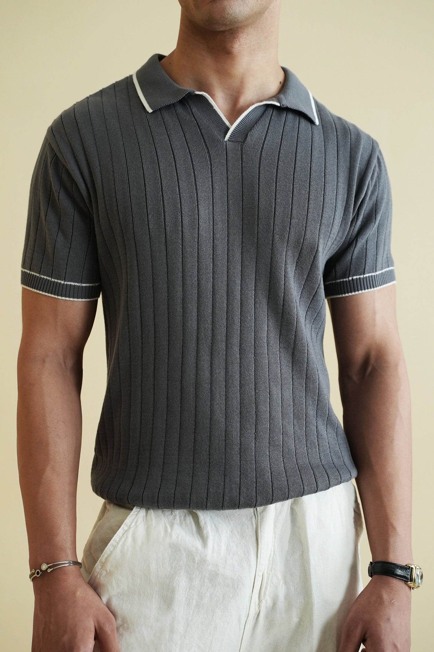 Drop Needle Knitted Polo Shirt (KPS-21)