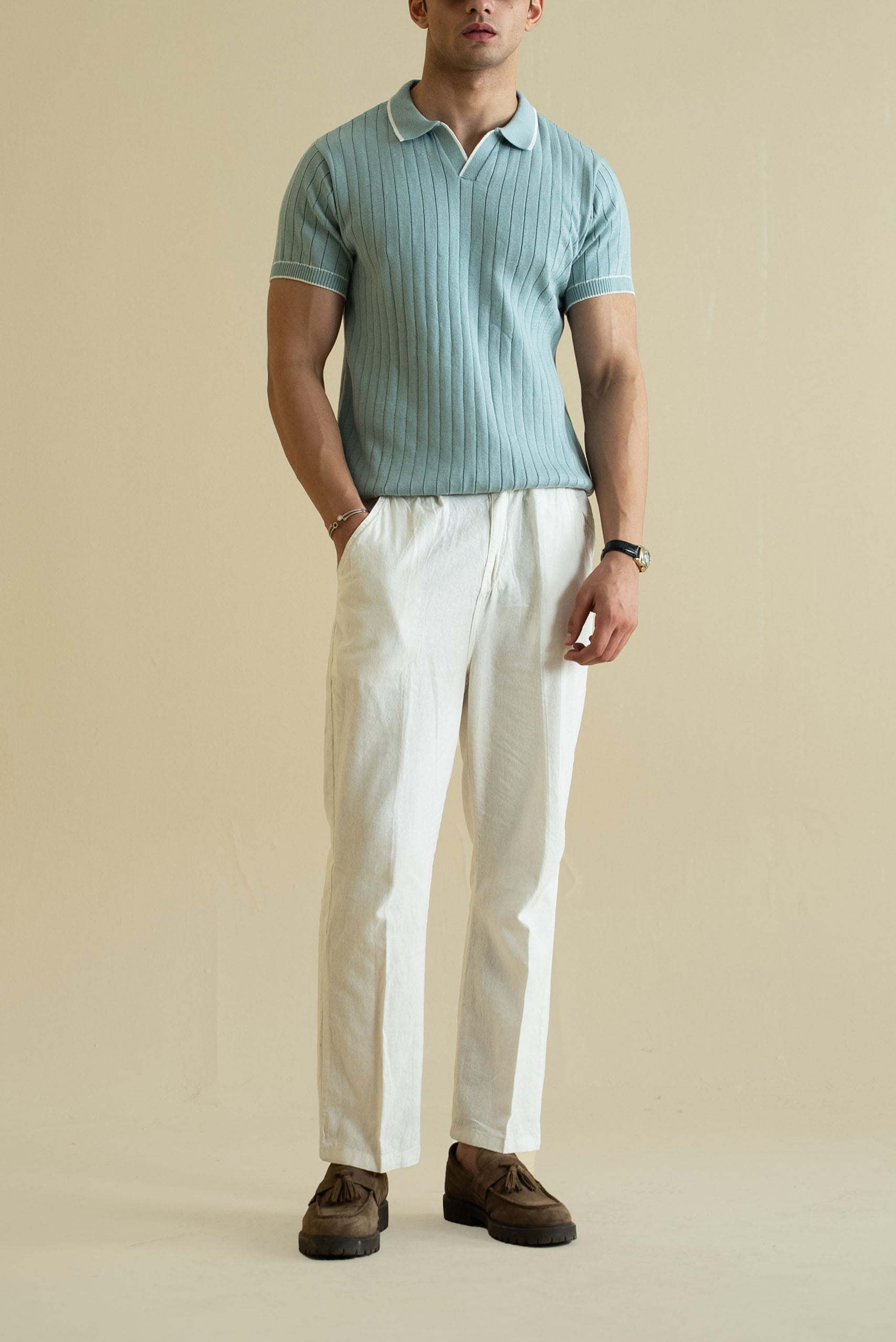 Drop Needle Knitted Polo Shirt (KPS-20)
