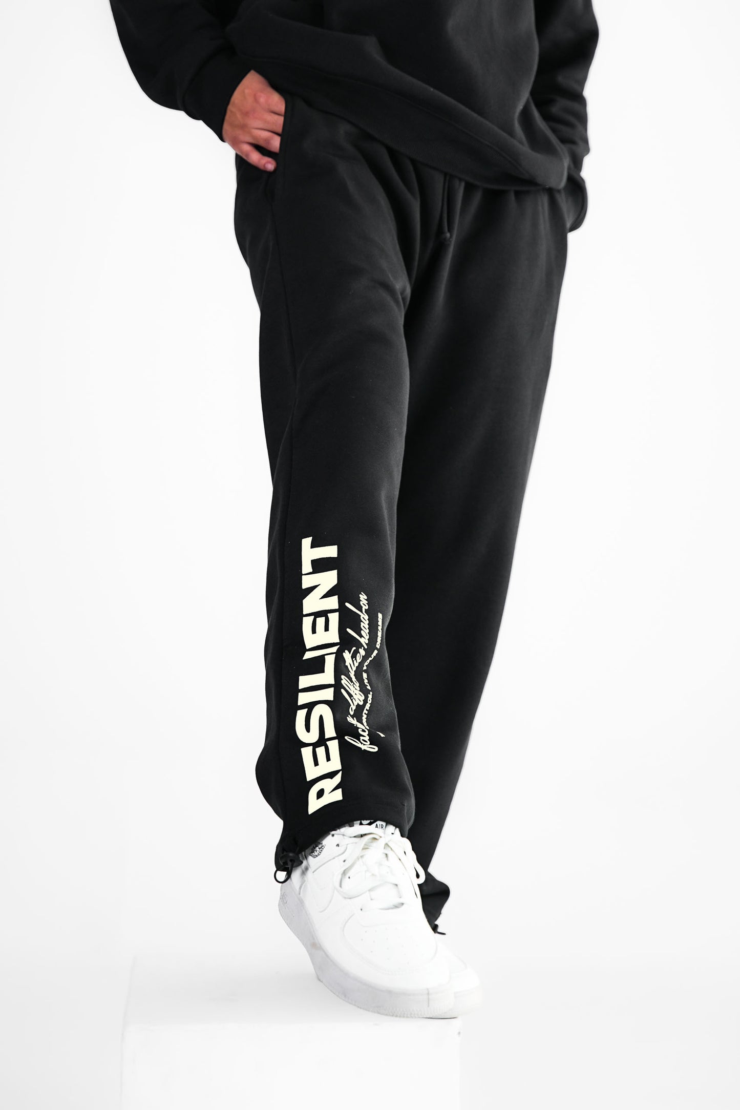 Resilient Black Relaxed Fit Adjustable Trouser