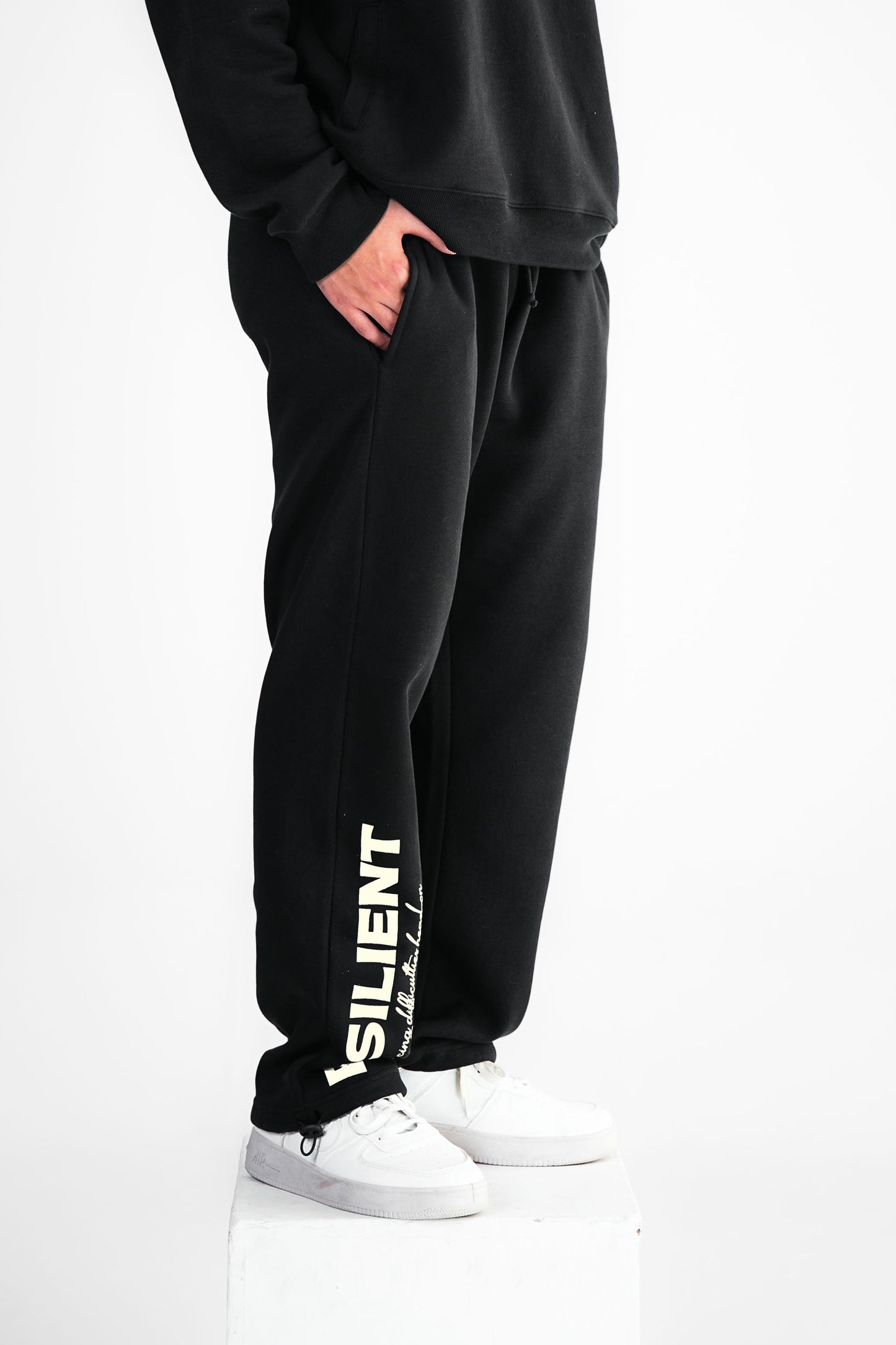 Resilient Black Relaxed Fit Adjustable Trouser