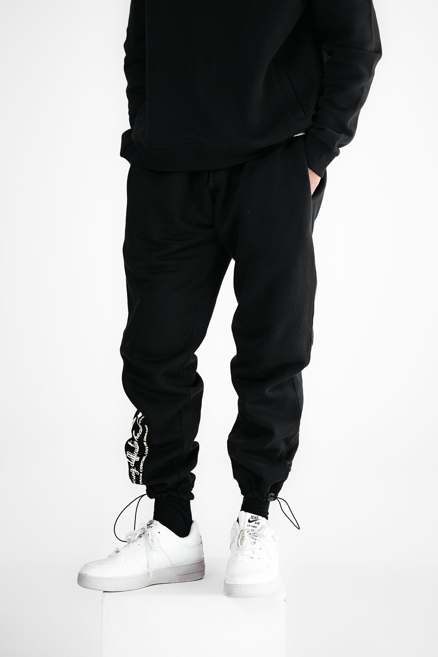 Resilient Black Relaxed Fit Adjustable Trouser