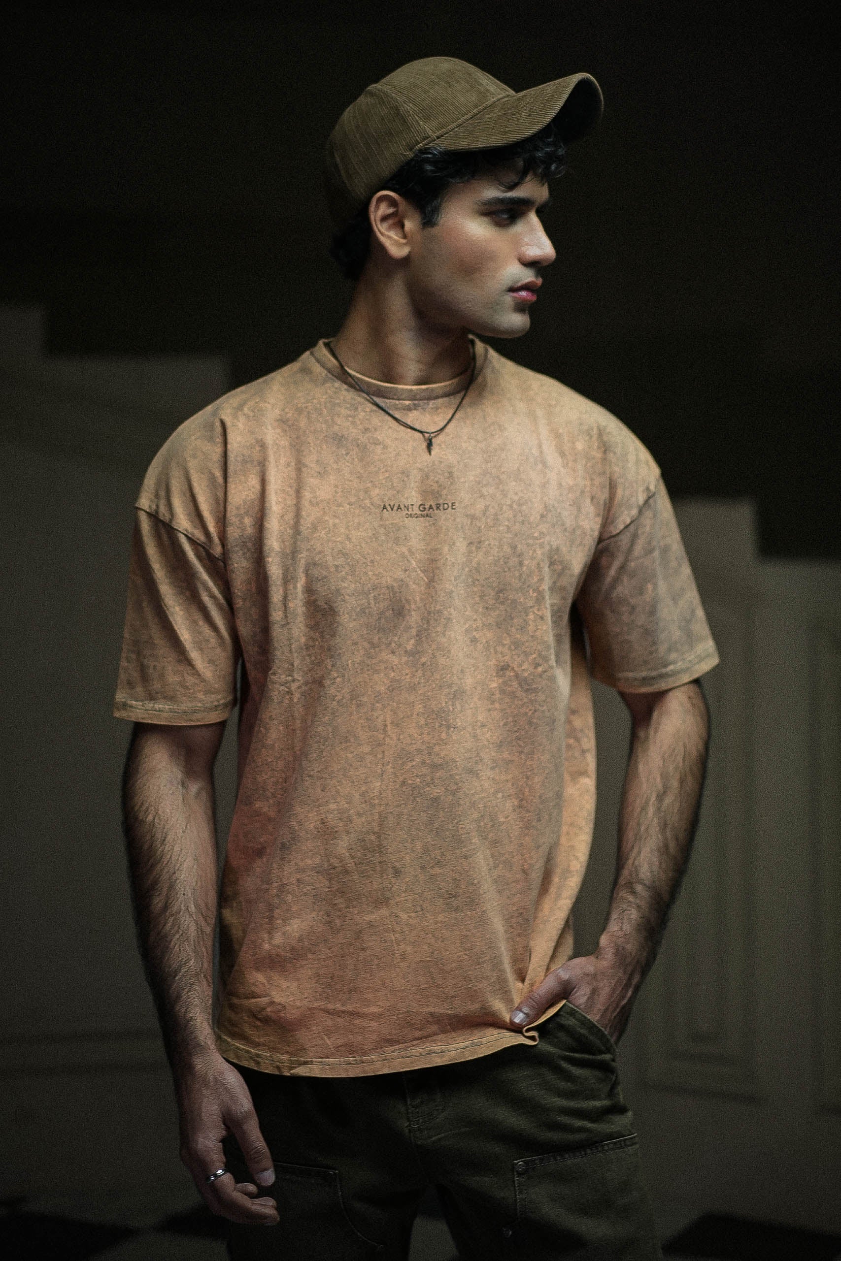 Brown Acid Wash Oversized Tee