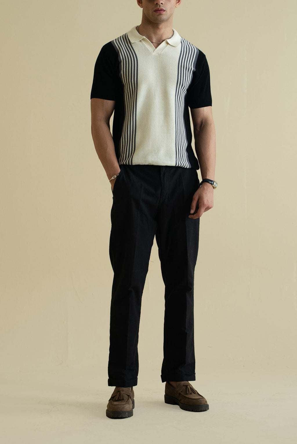 Striped Knitted Polo Shirt (KPS-01)