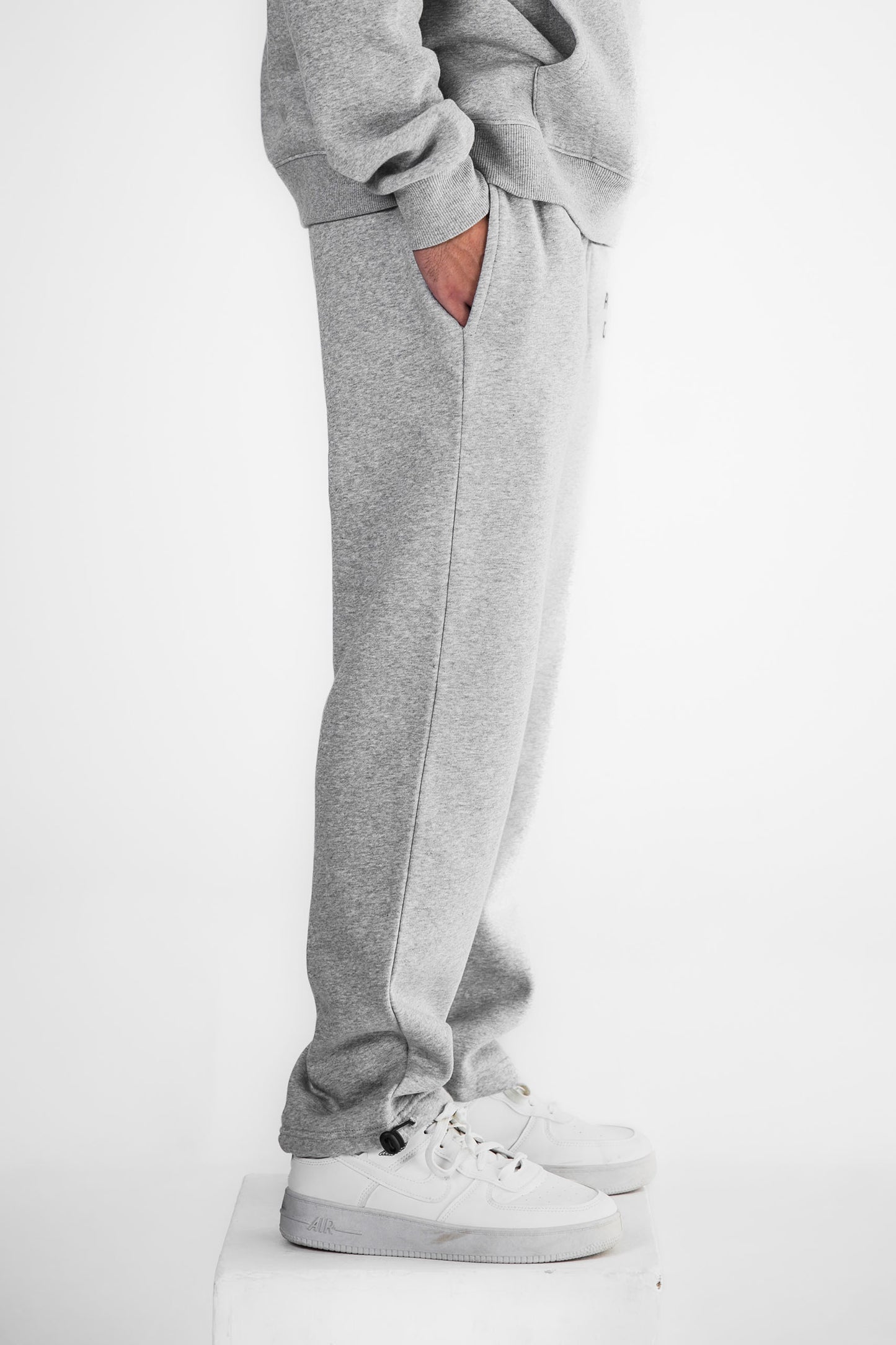 Grey Melange Relaxed Fit Adjustable Trouser