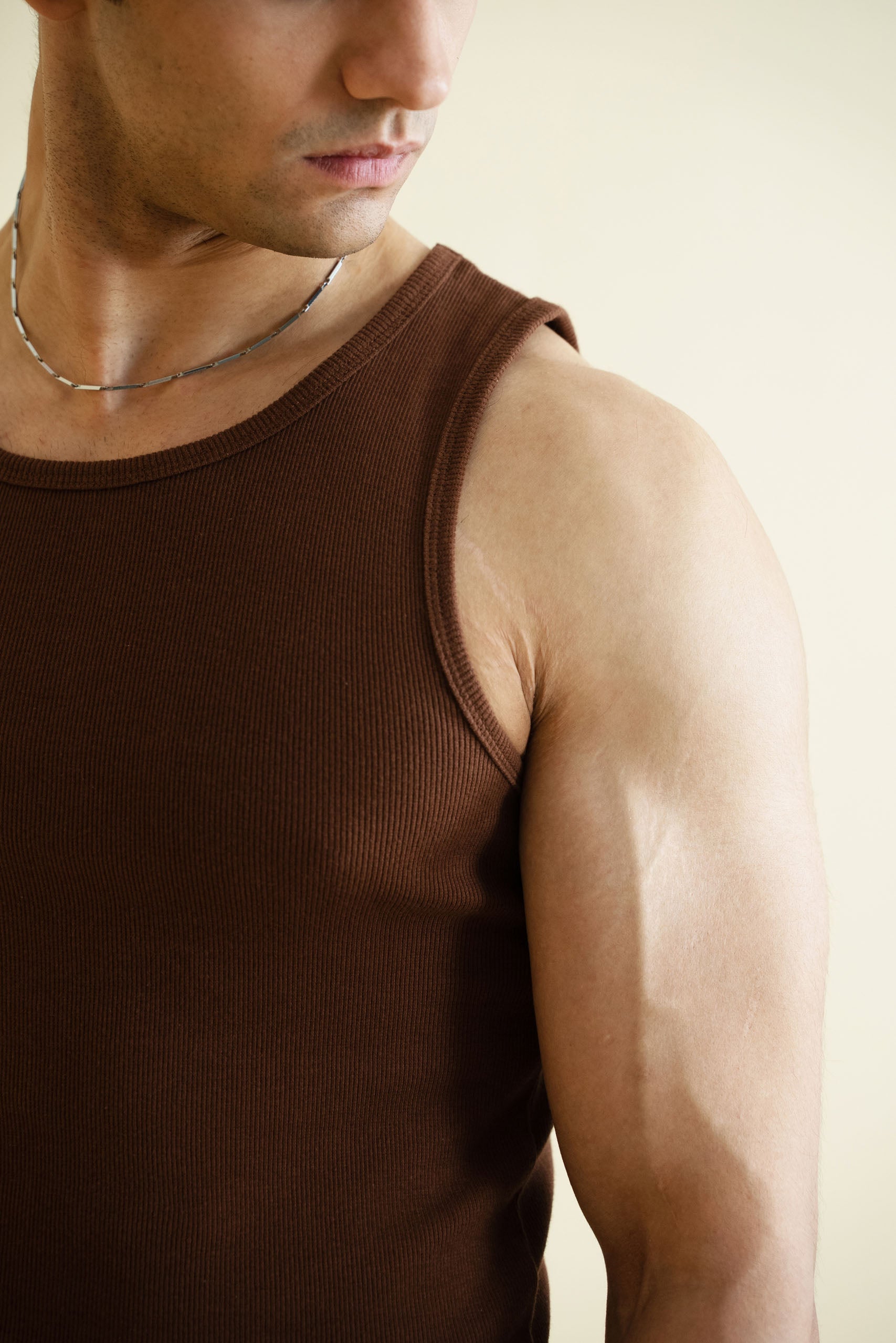 Men's Ribbed Vest - Brown