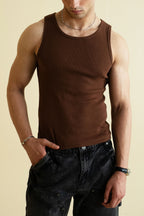 Men's Ribbed Vest - Brown