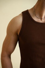 Men's Ribbed Vest - Brown