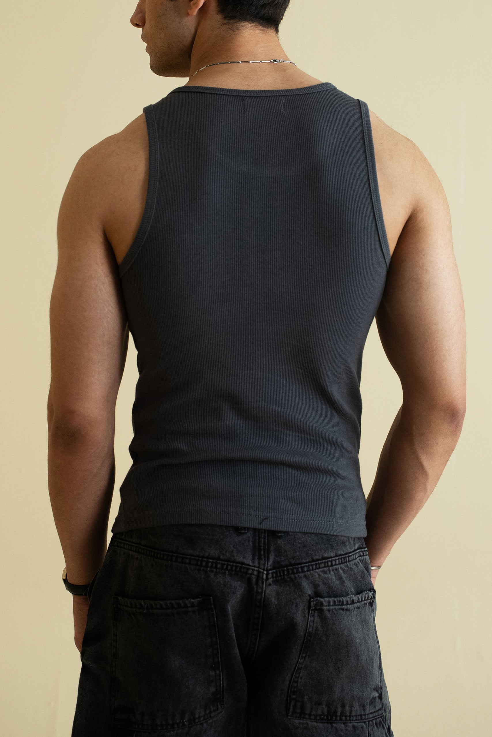 Men's Ribbed Vest - Grey