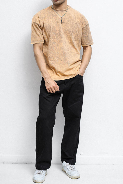Brown Acid Wash Oversized Tee