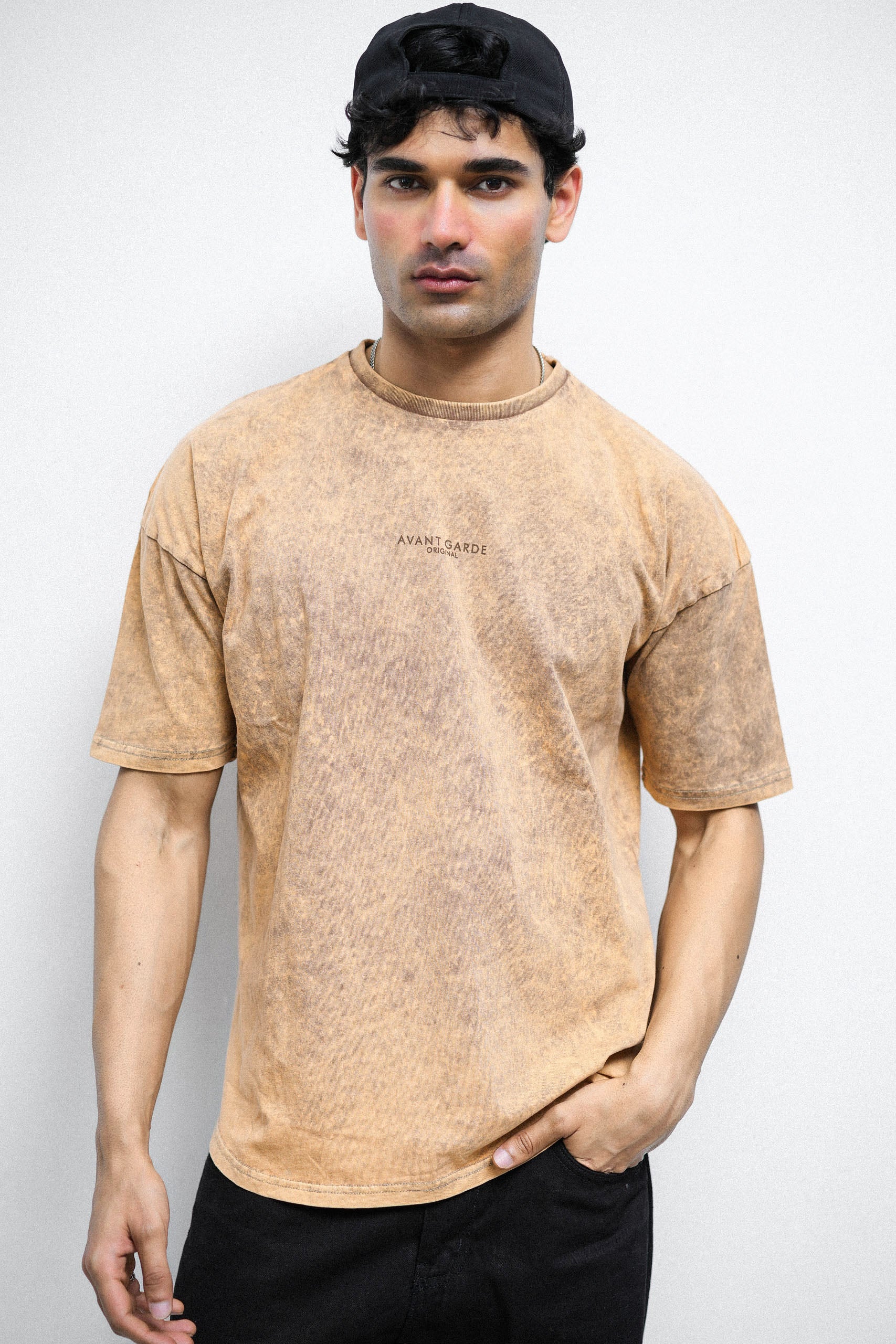 Brown Acid Wash Oversized Tee