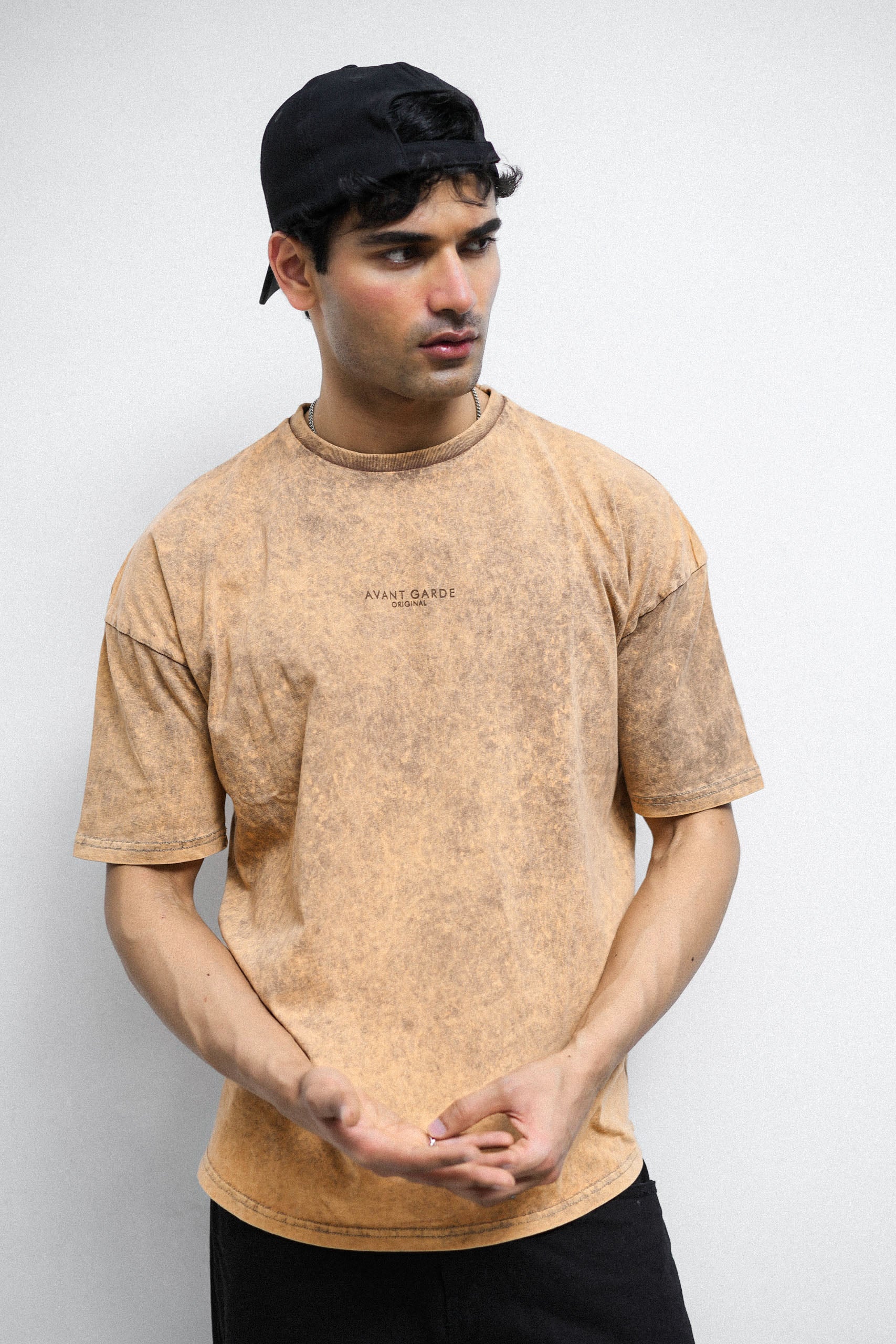 Brown Acid Wash Oversized Tee
