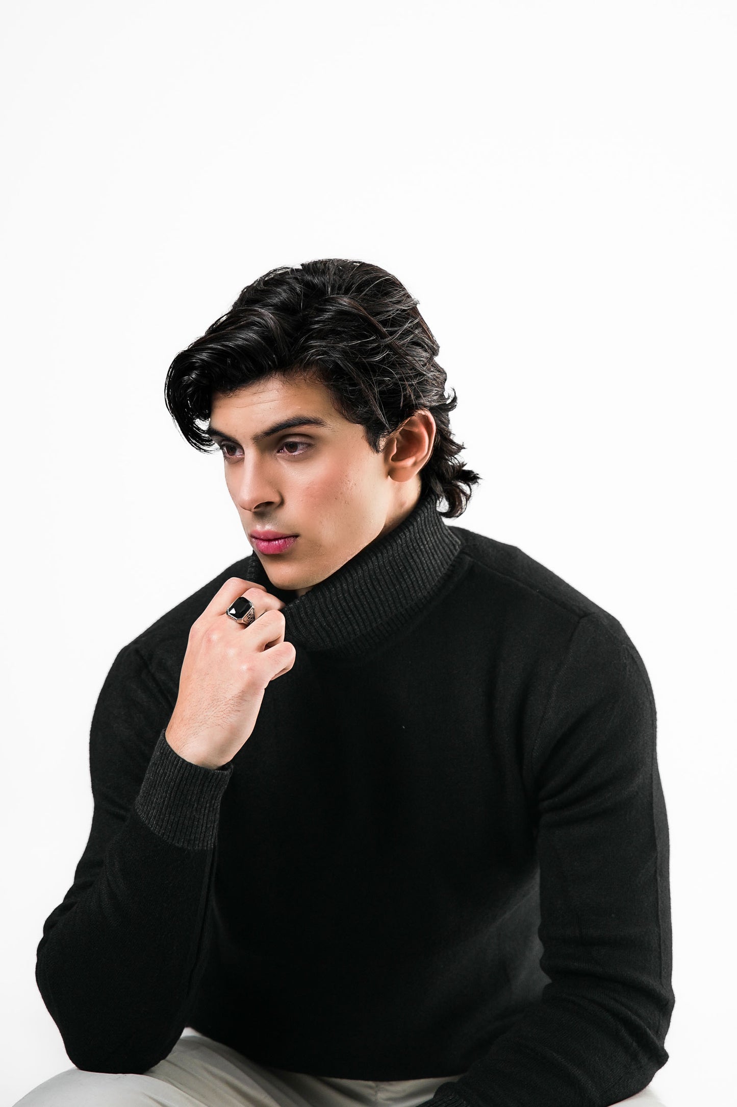 Black Turtleneck Knit Sweater