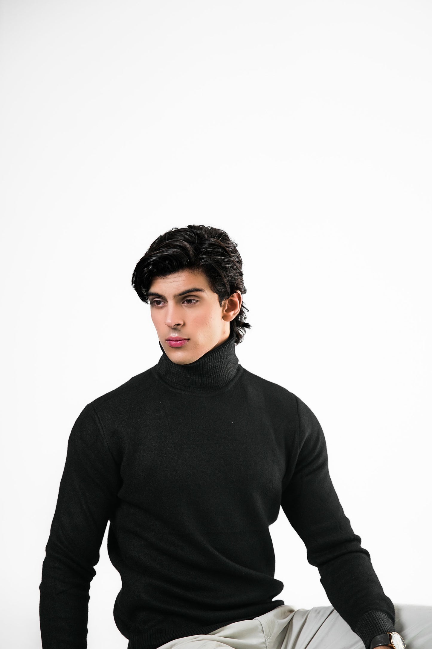 Black Turtleneck Knit Sweater