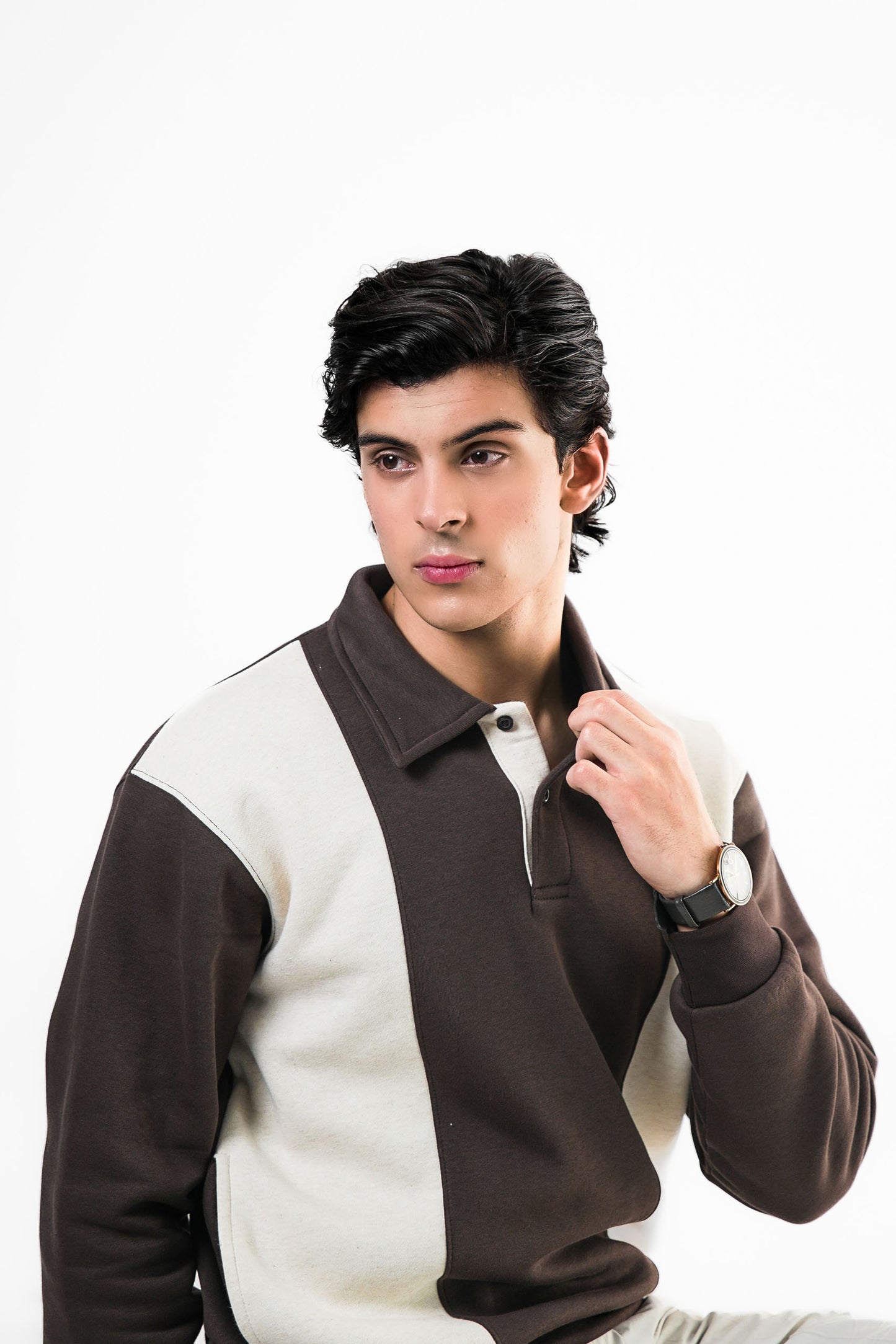 Brown & Cream Polo Sweater