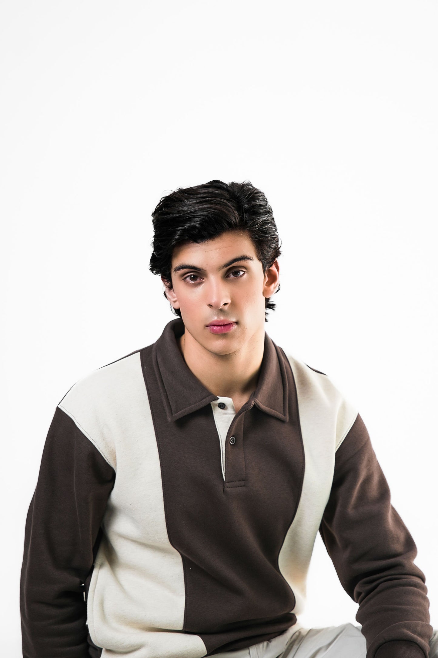 Brown & Cream Polo Sweater