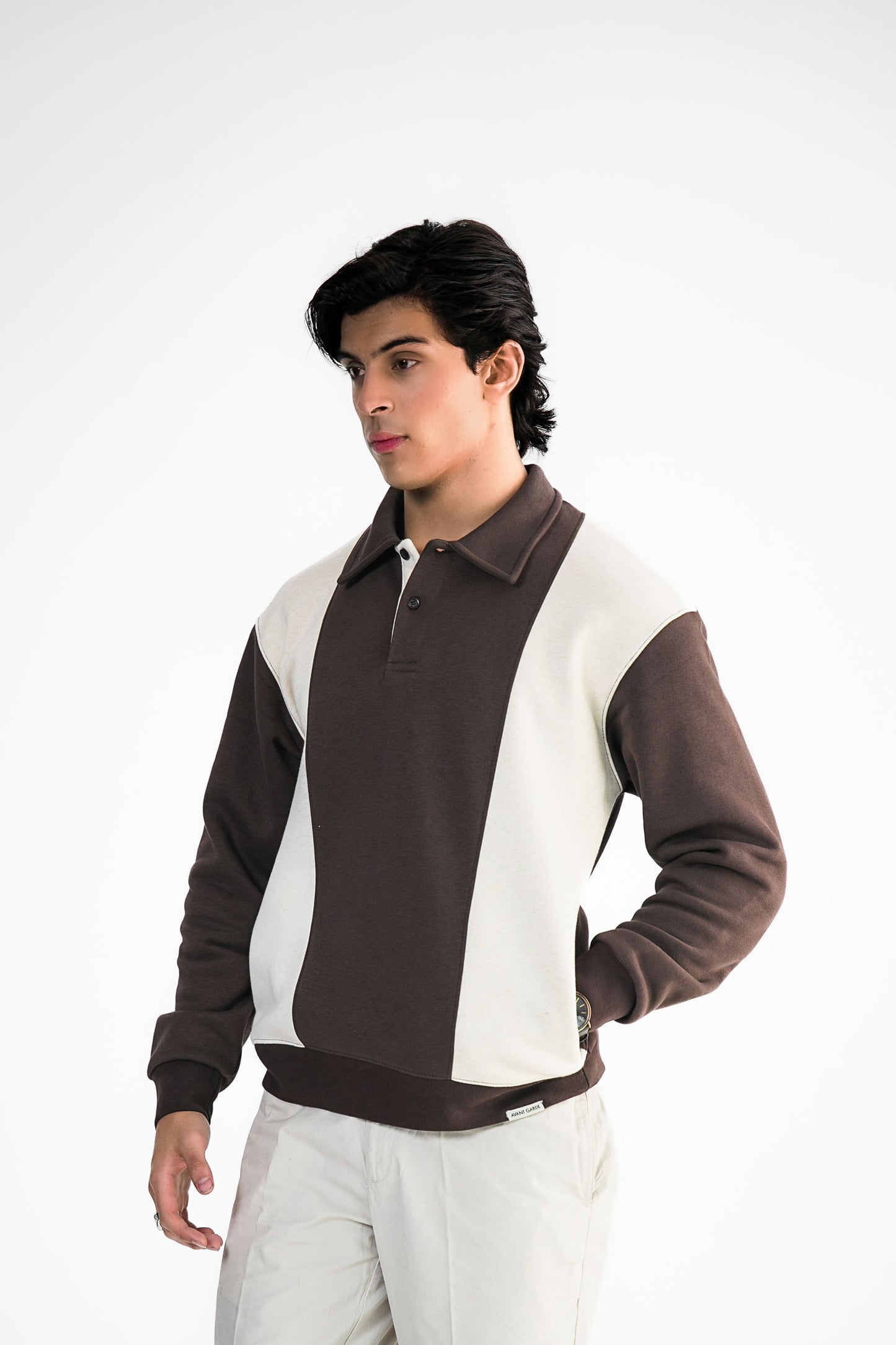 Brown & Cream Polo Sweater