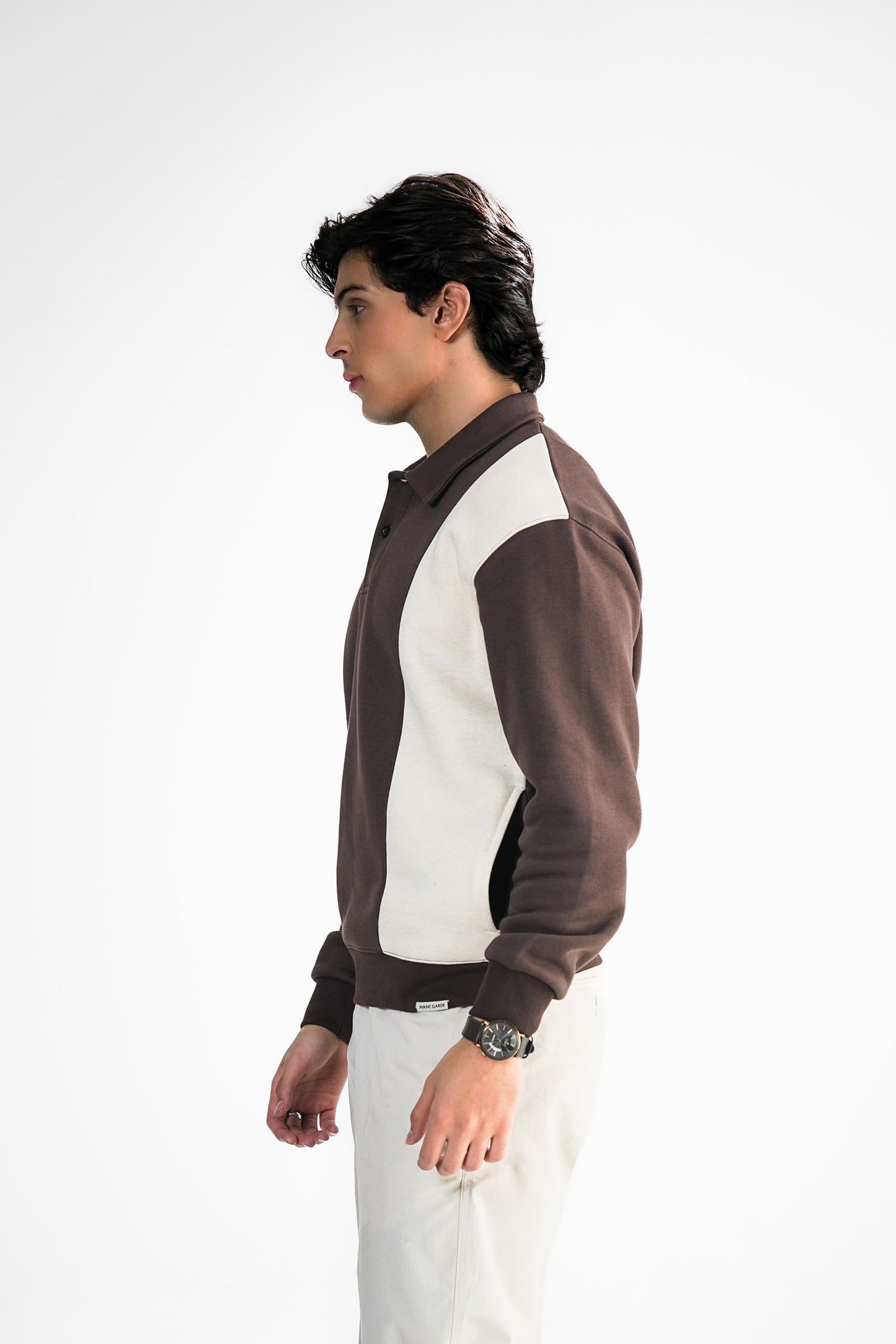 Brown & Cream Polo Sweater