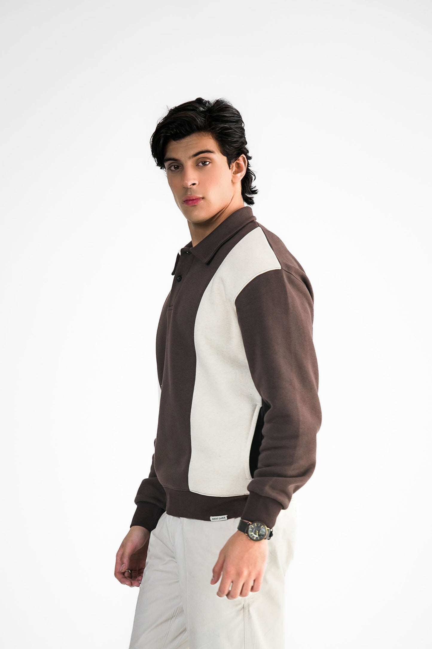 Brown & Cream Polo Sweater