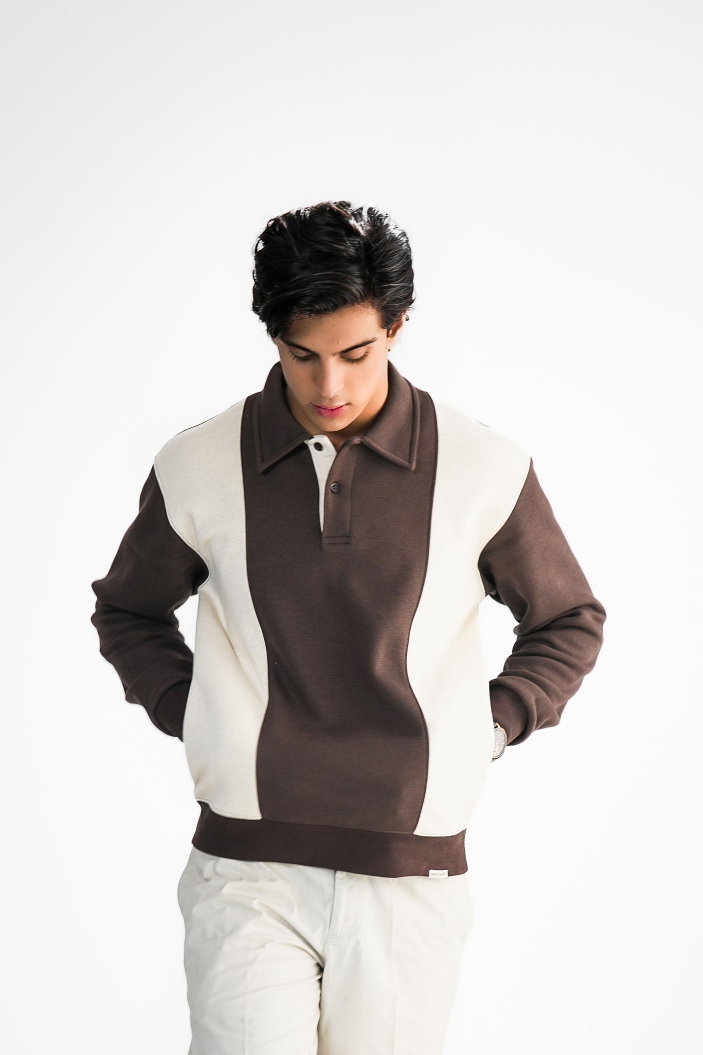 Brown & Cream Polo Sweater