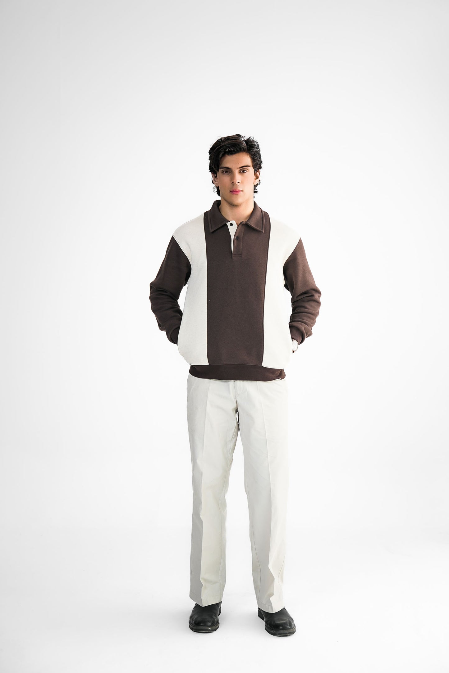 Brown & Cream Polo Sweater