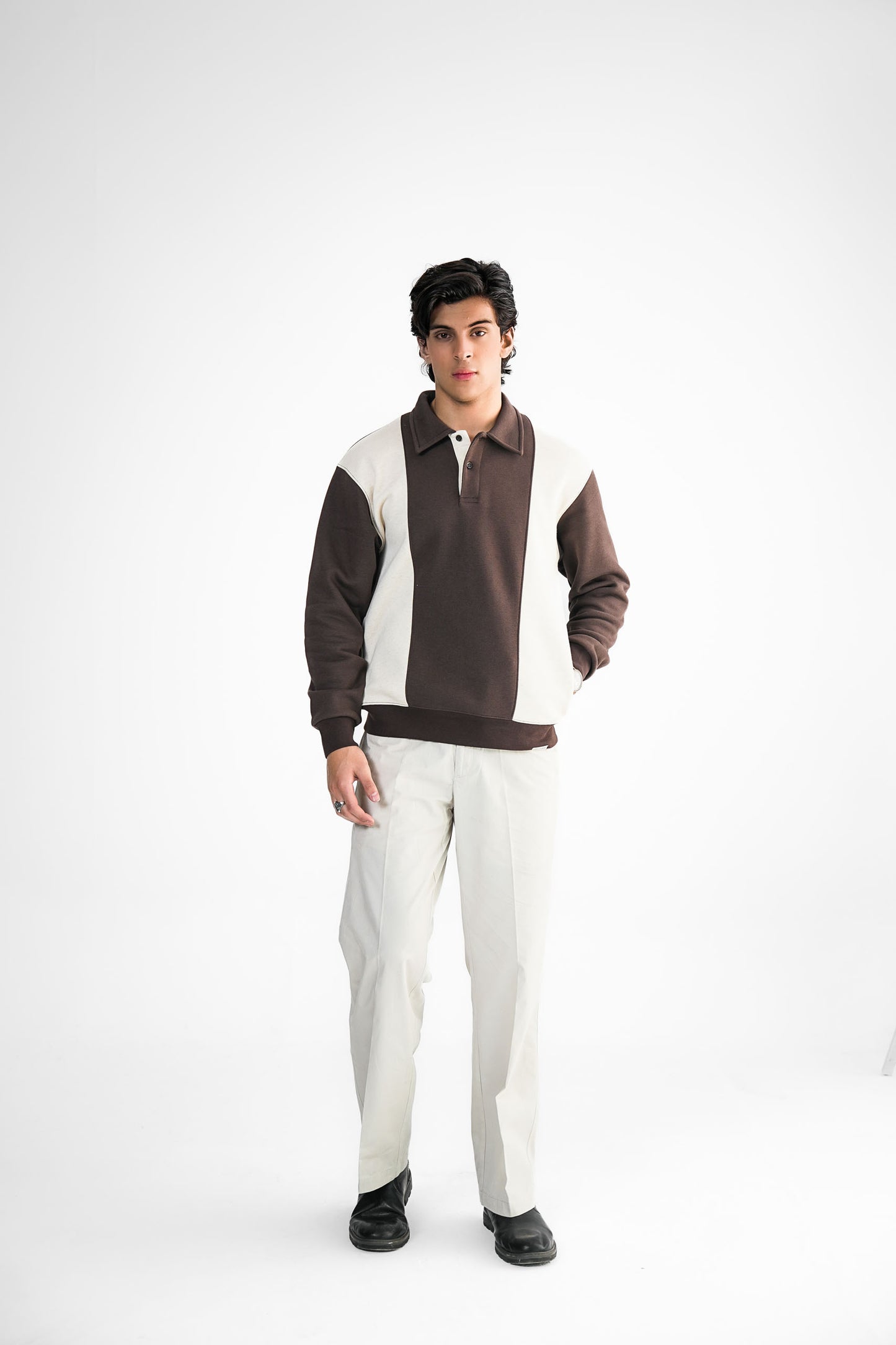 Brown & Cream Polo Sweater