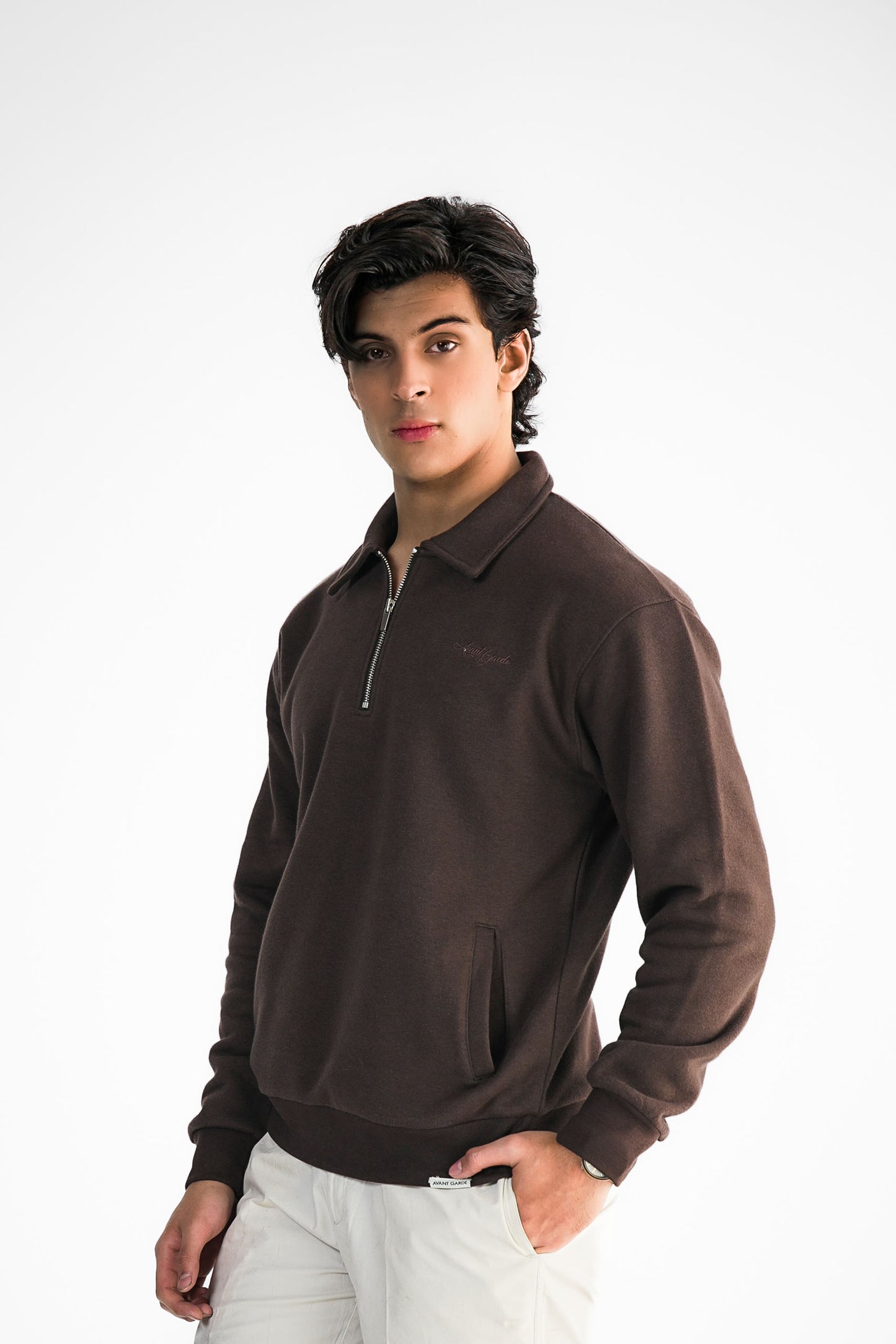 Brown Zipper Sweater