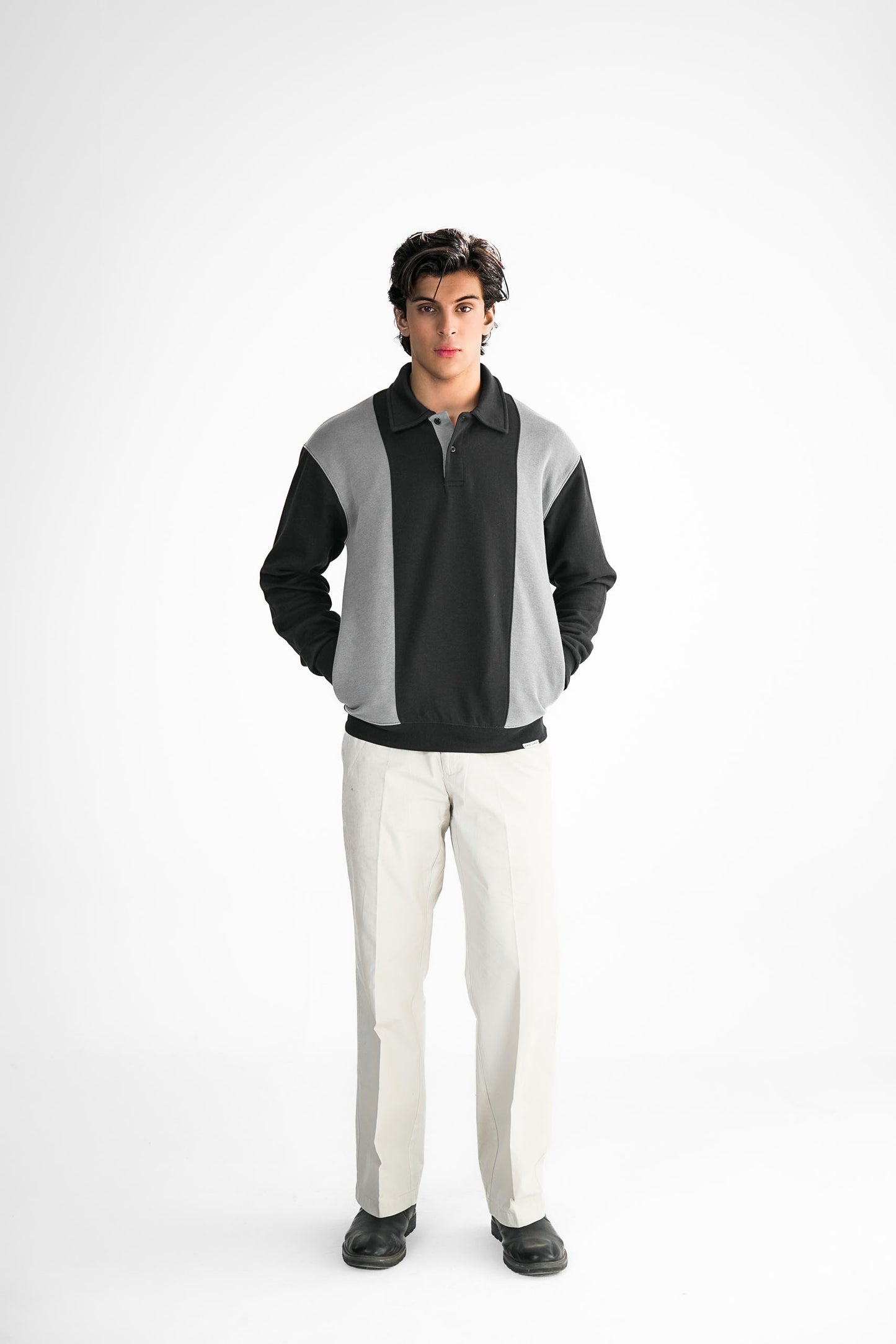 Black & Grey Polo Sweater