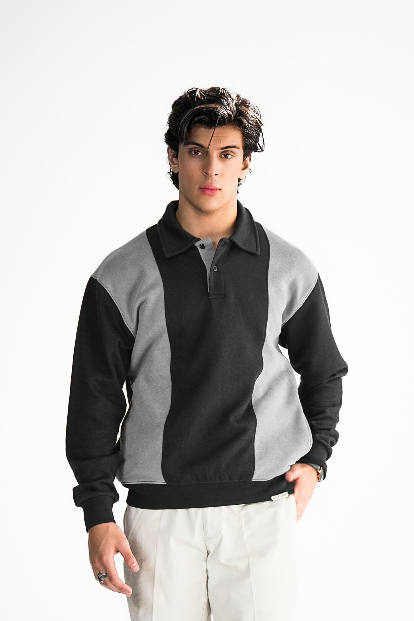 Black & Grey Polo Sweater