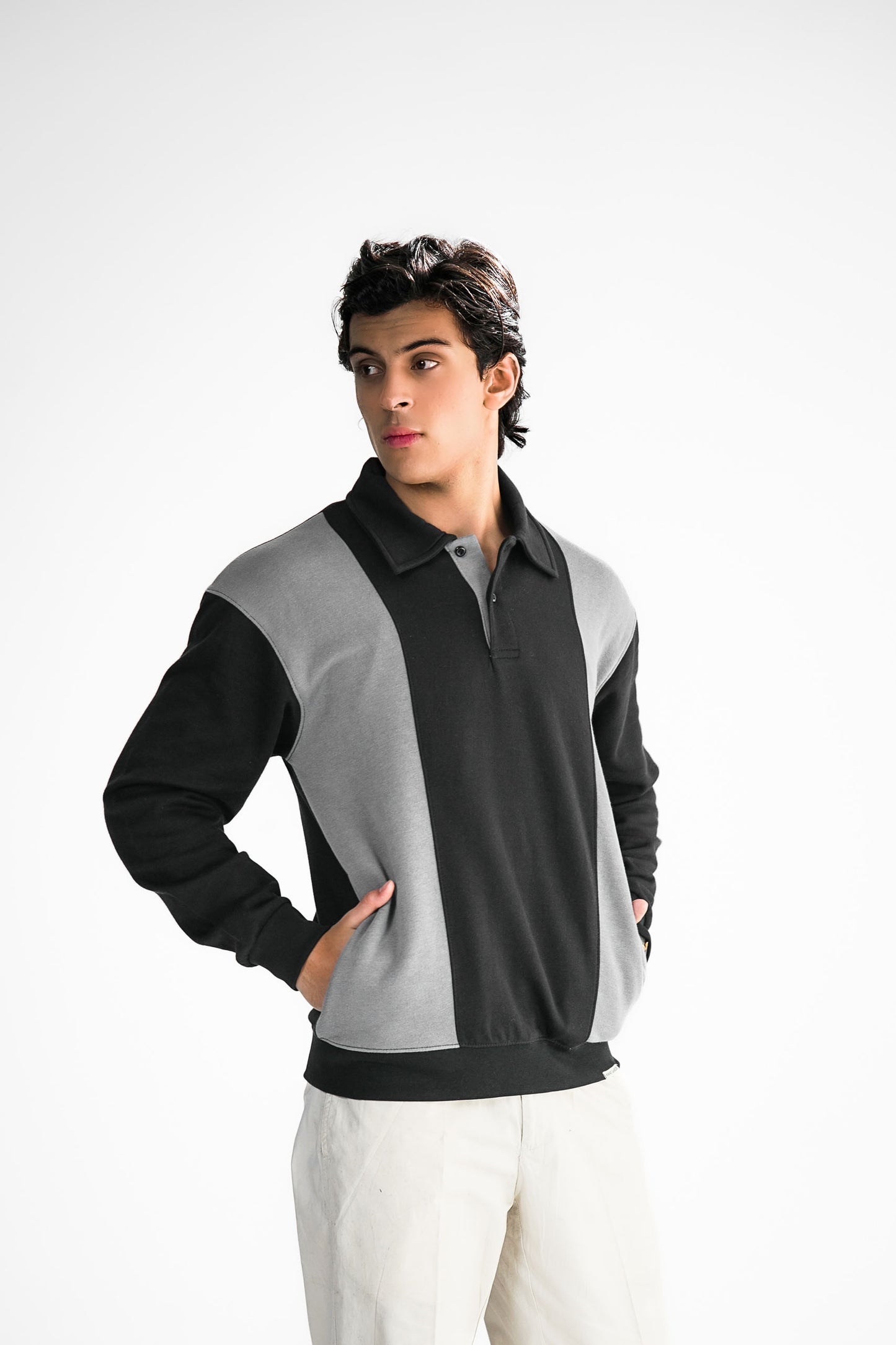 Black & Grey Polo Sweater