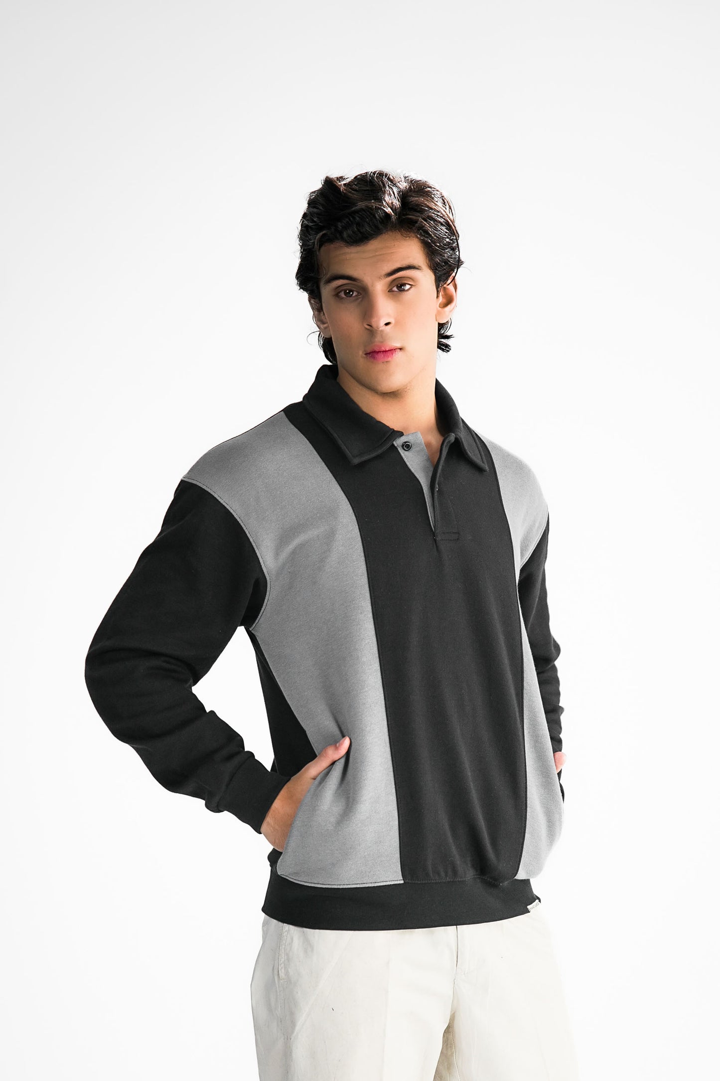 Black & Grey Polo Sweater