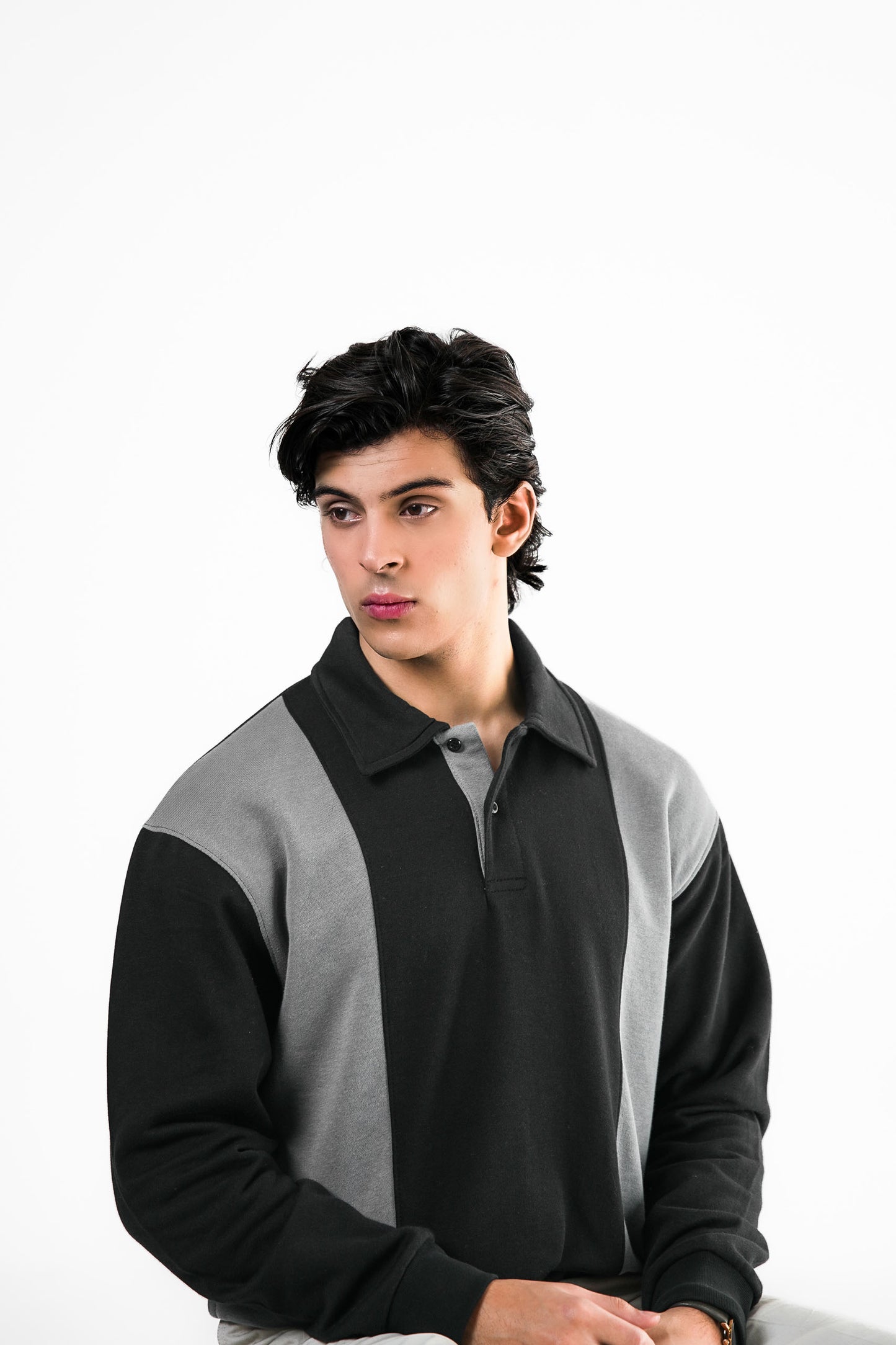 Black & Grey Polo Sweater