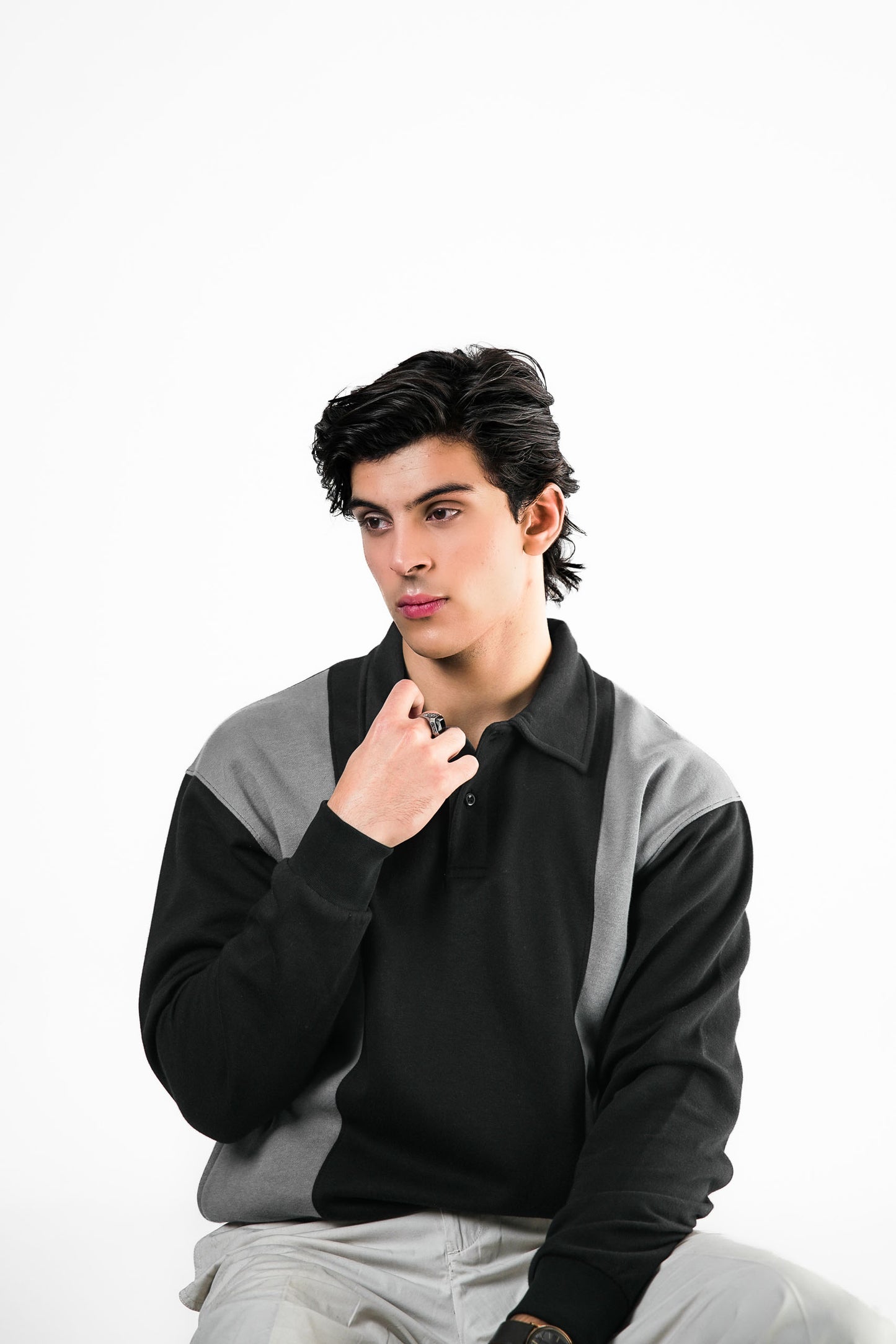 Black & Grey Polo Sweater