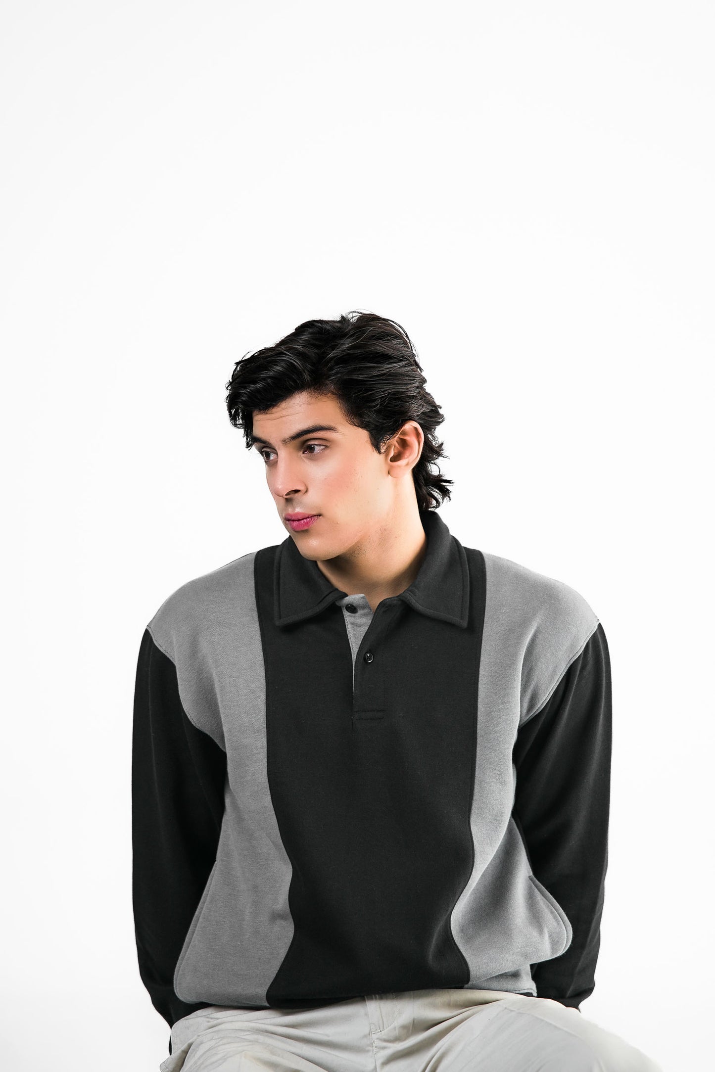 Black & Grey Polo Sweater