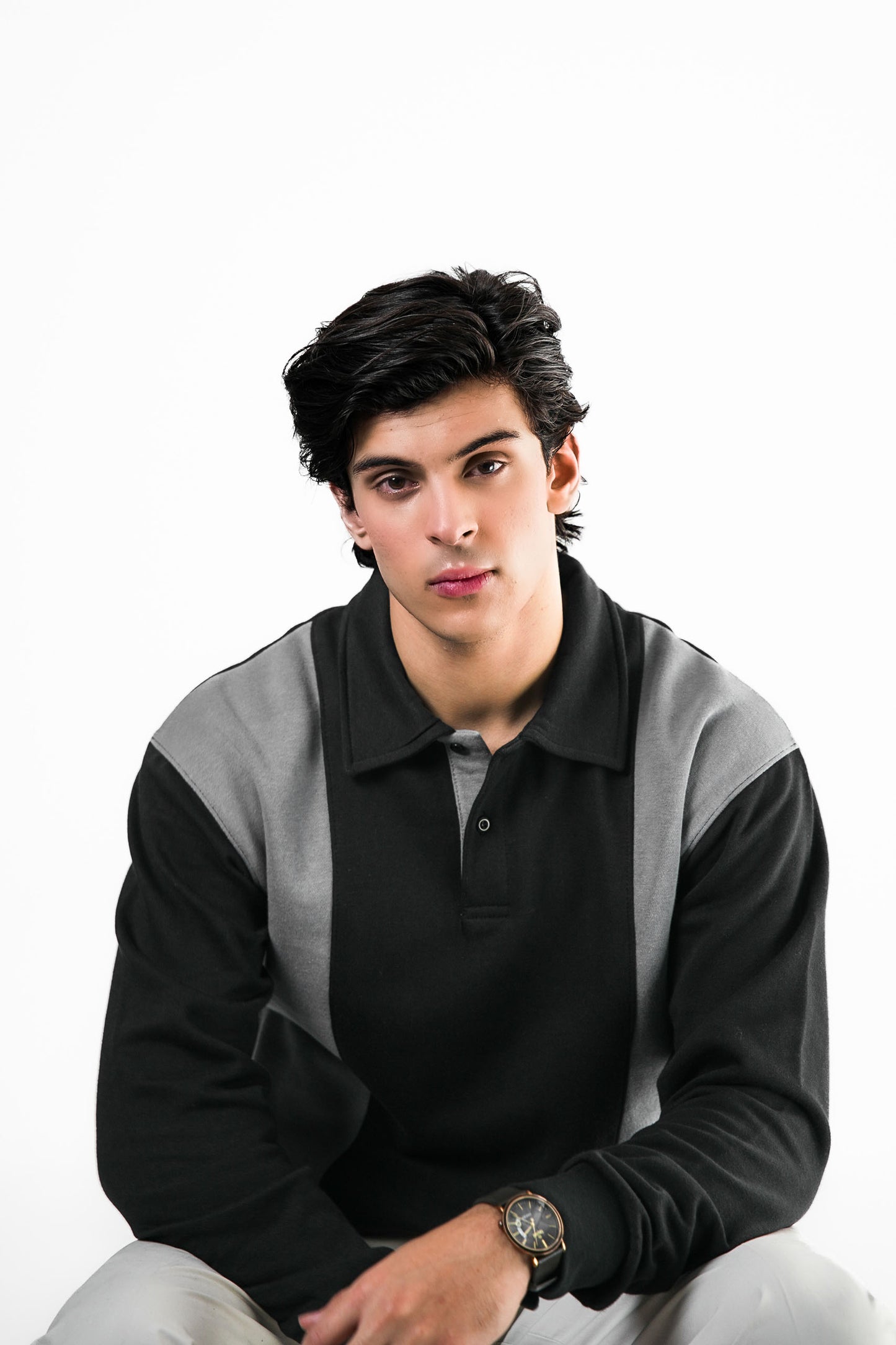 Black & Grey Polo Sweater